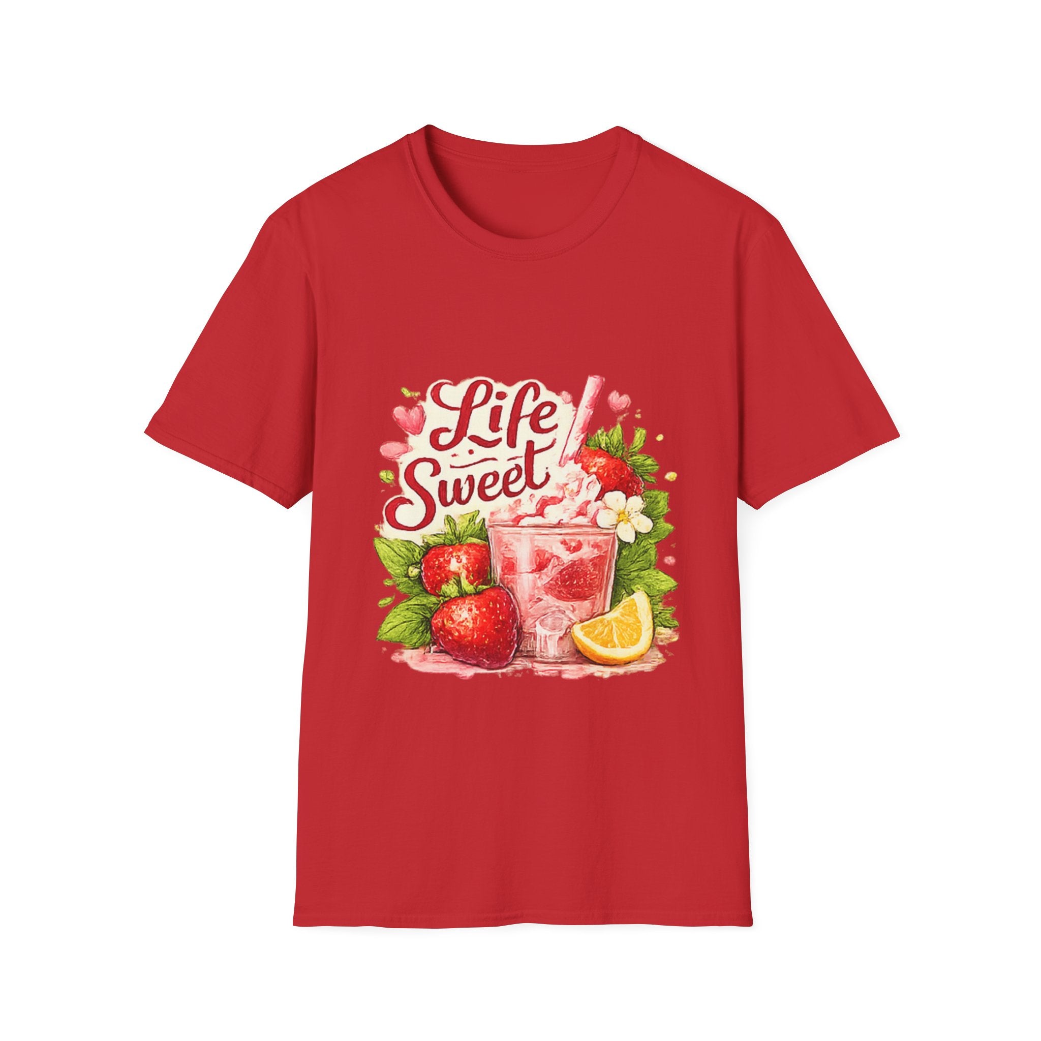 T-Shirt — "Life Sweet" Strawberry Lemonade Graphic Tee