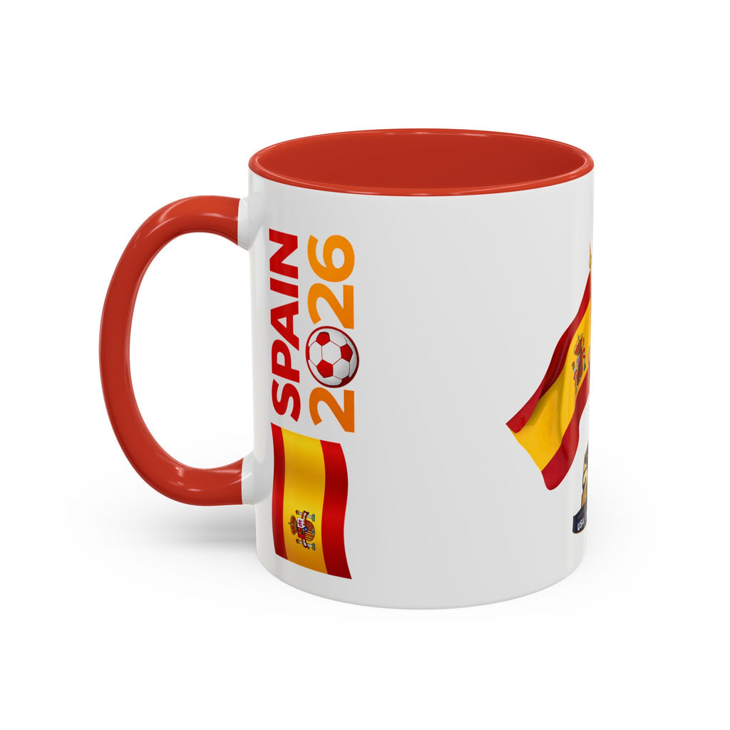 Spain 2026 Soccer Trophy Accent Coffee Mug — Spain Flag Football Fan Gift (11/15oz)