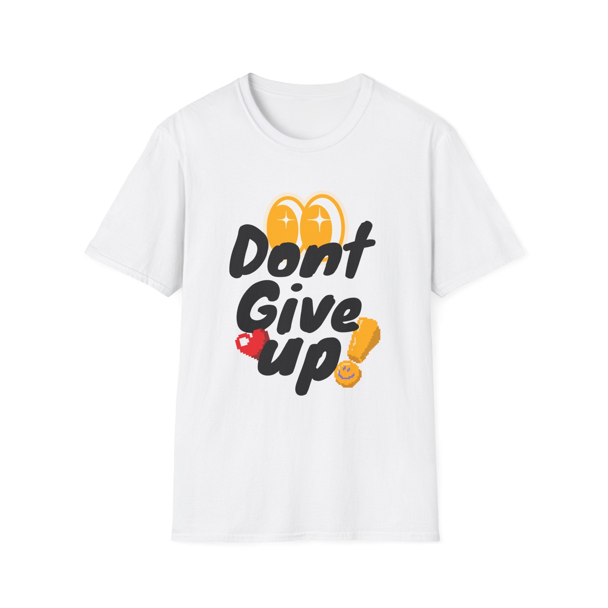 Don't Give Up T-Shirt — Motivational Graphic Tee with Positive Icons