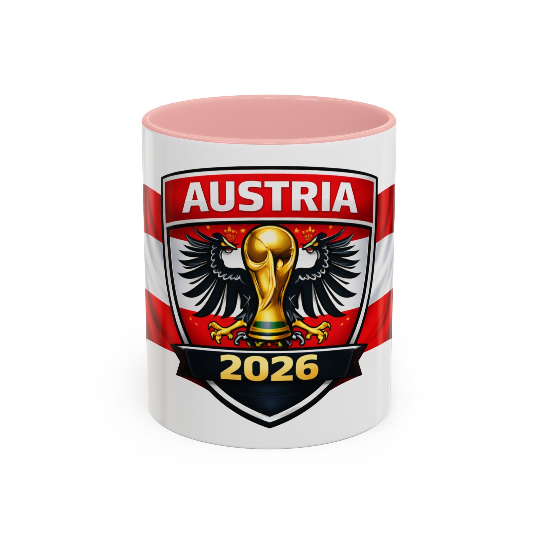 Austria 2026 Cup Coffee Mug – Austrian Flag & Trophy Accent Mug