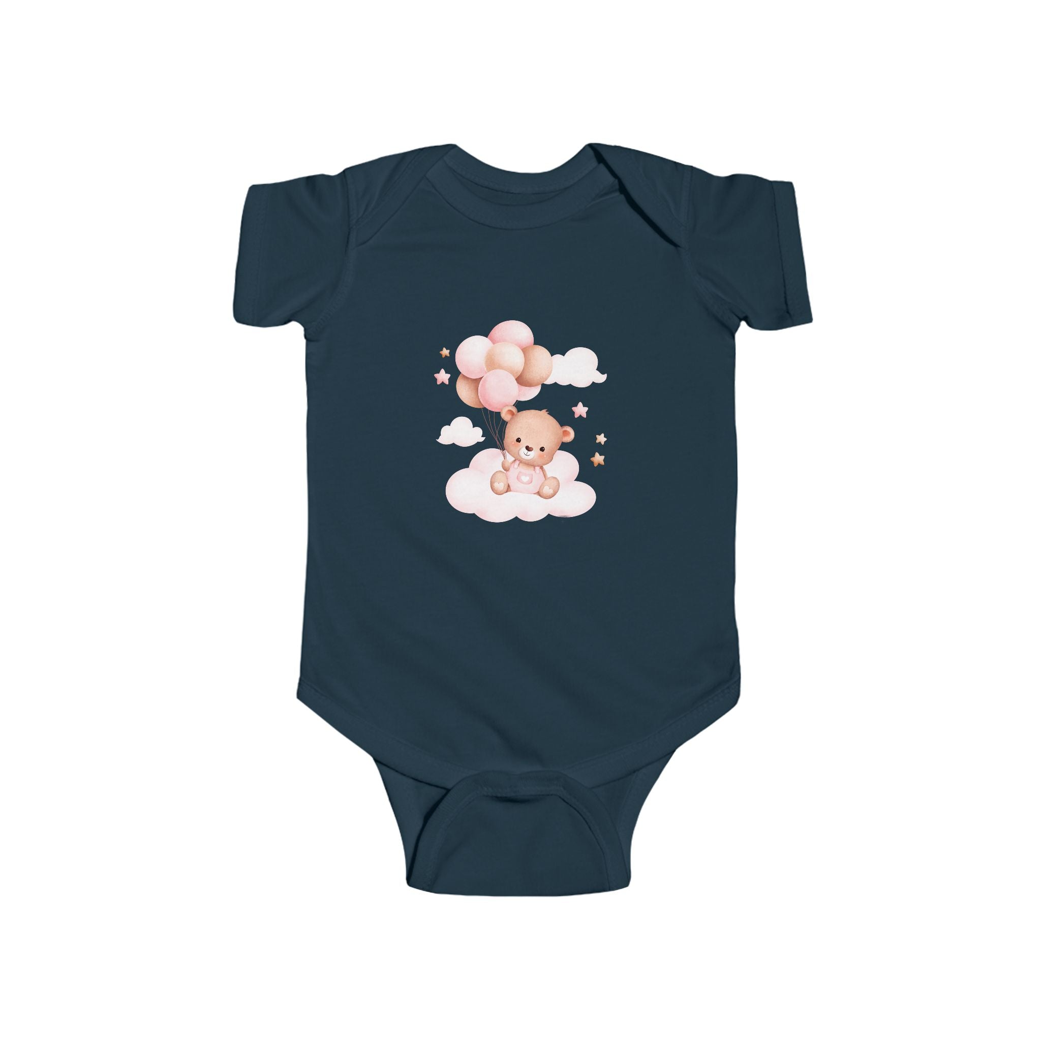 Baby Bear with Balloons Infant Bodysuit – Cute Pink Teddy Onesie for Newborns & Baby Showers