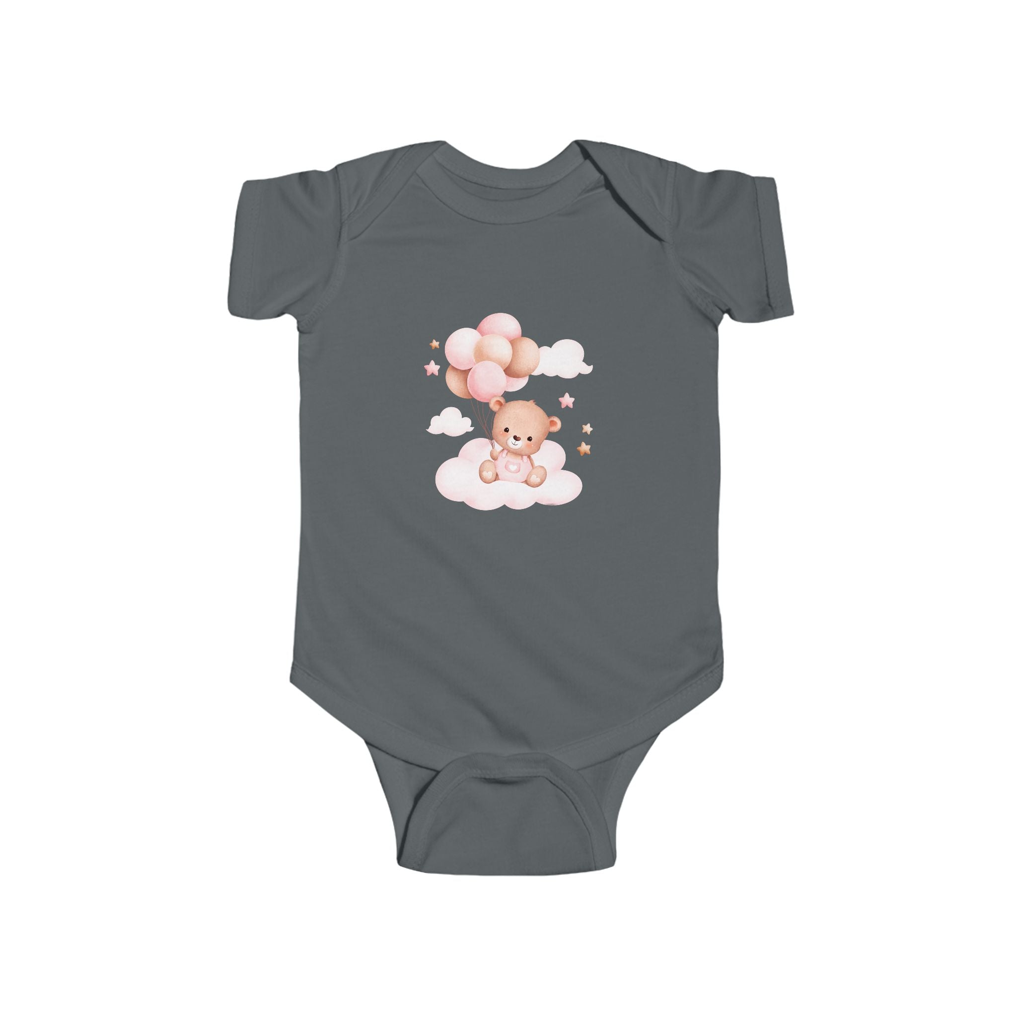 Baby Bear with Balloons Infant Bodysuit – Cute Pink Teddy Onesie for Newborns & Baby Showers