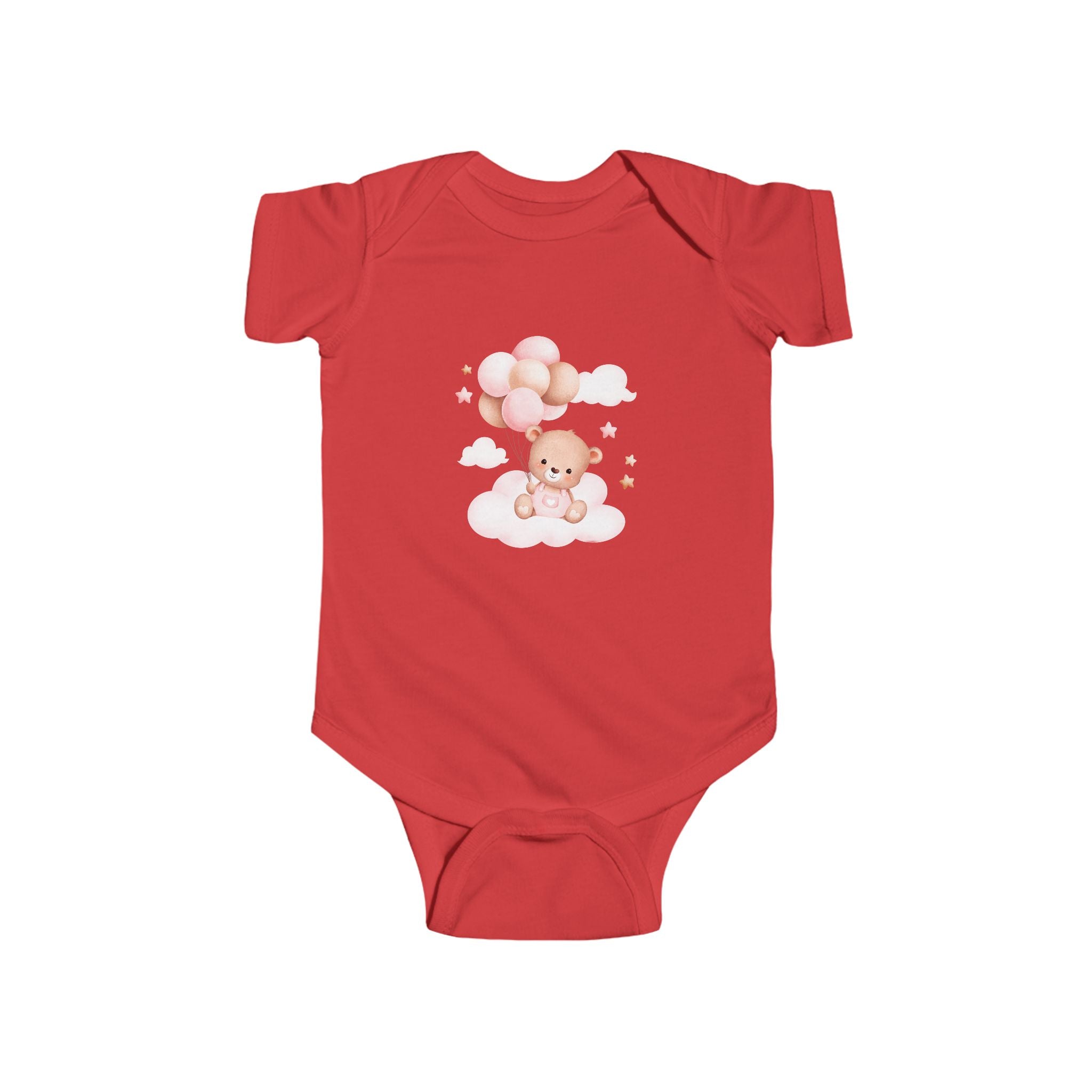 Baby Bear with Balloons Infant Bodysuit – Cute Pink Teddy Onesie for Newborns & Baby Showers