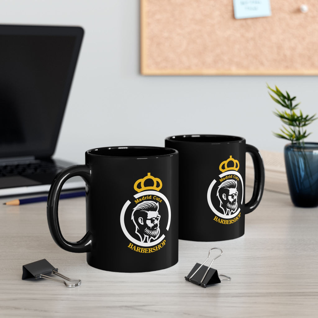Barbershop Logo Black Mug – Madrid Cut Coffee Cup (11oz & 15oz)