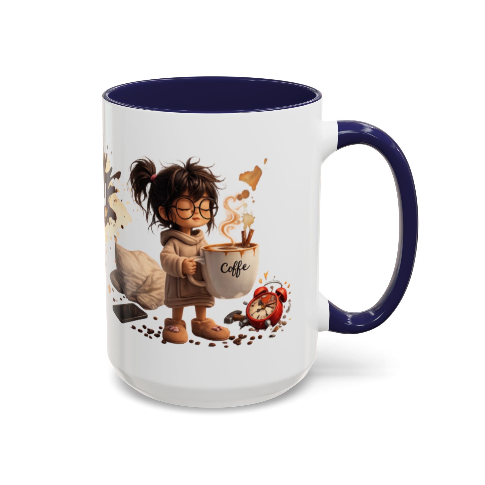 Cute Coffee Girl Accent Mug — Arabic Script Coffee Design (11/15oz)