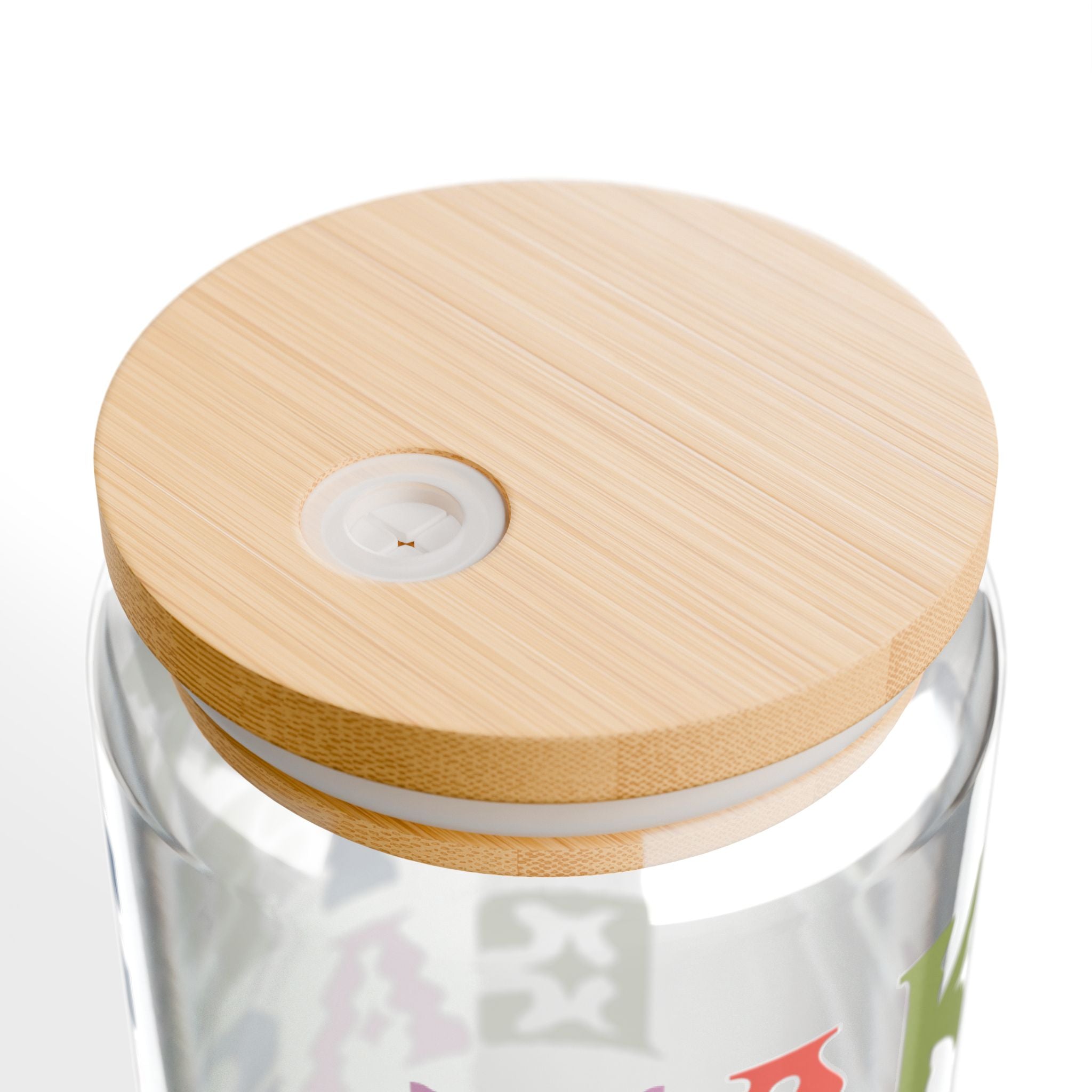 Take It Easy 16oz Glass Sipper with Straw — Retro Floral Typography