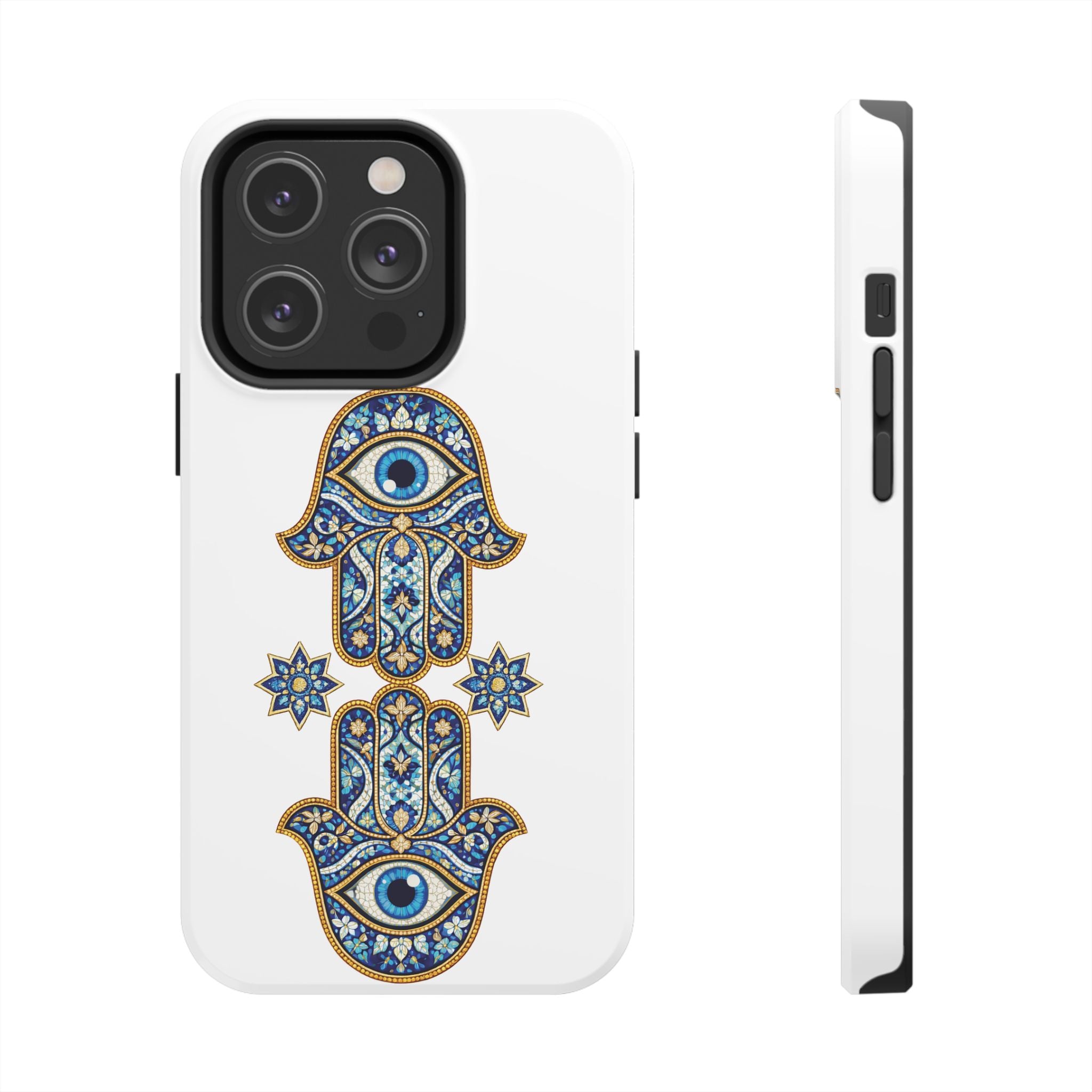 Hamsa Eye Tough Phone Case — Blue Mosaic Protective Phone Cover