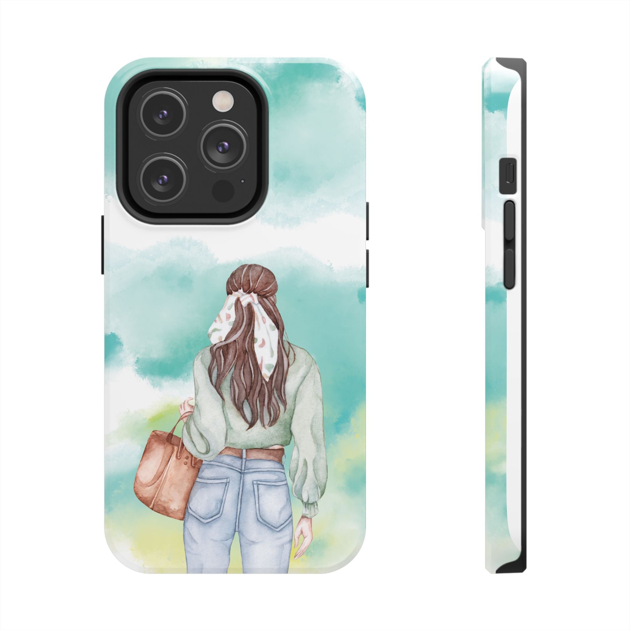 Watercolor Girl Tough Phone Case — Trendy Pastel Back-to-School Protective Cover