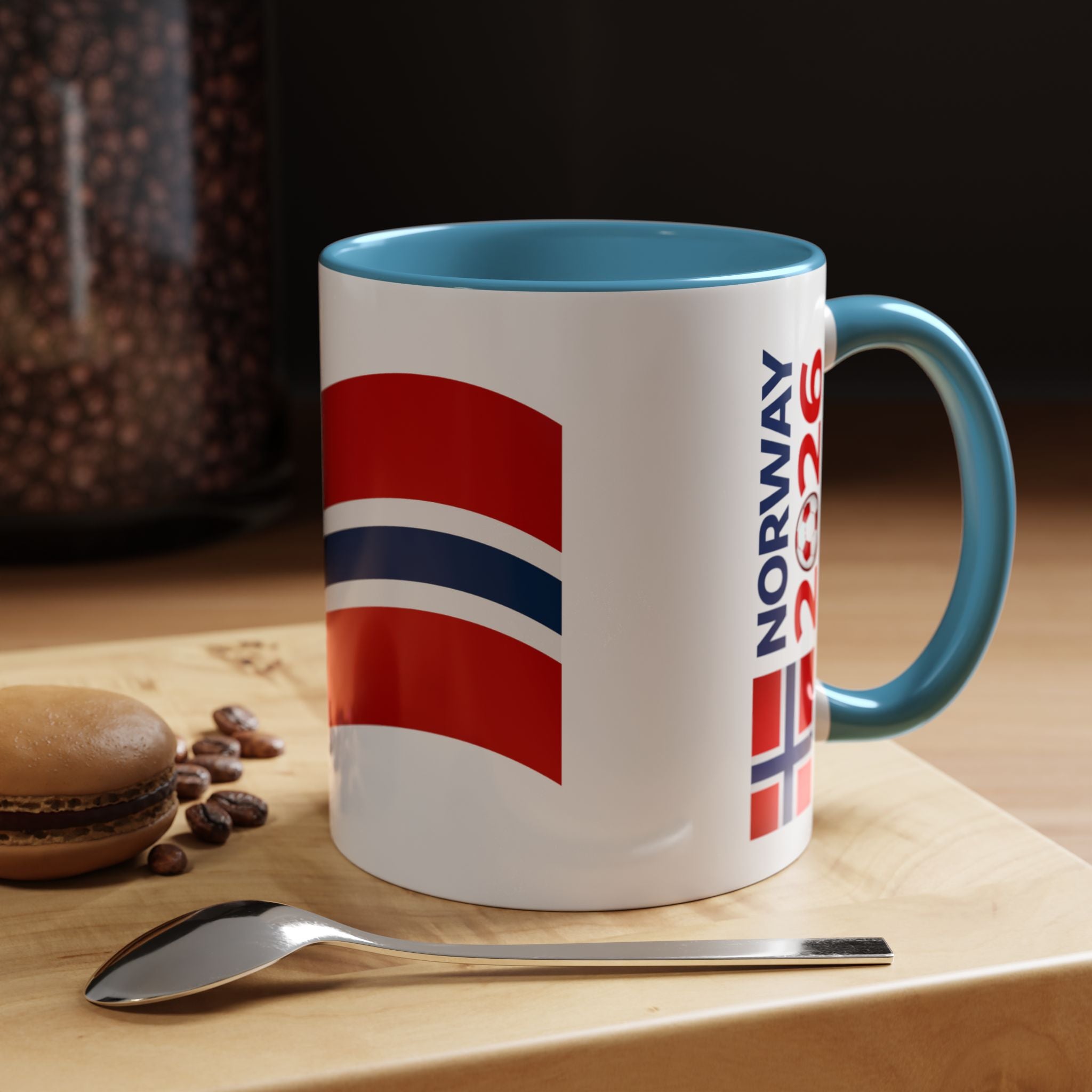 Norway Flag Accent Coffee Mug – Norway 2026 Soccer Fan Ceramic Mug (11/15oz)