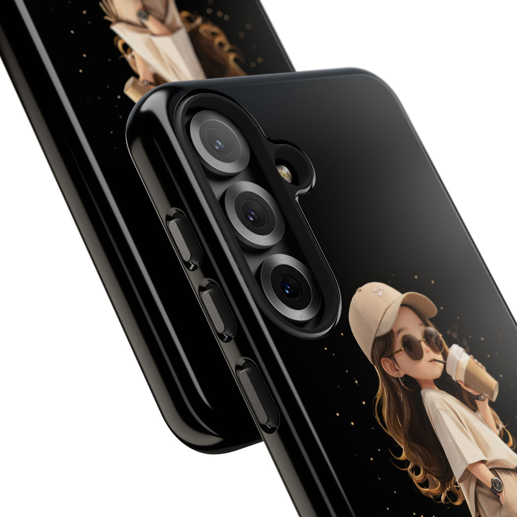 Phone Case — 'Running on Coffee' Cute Coffee Girl Protective Case