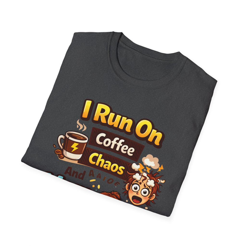 Mom Power T-Shirt — "I Run On Coffee, Chaos and Mom Power" Graphic Tee