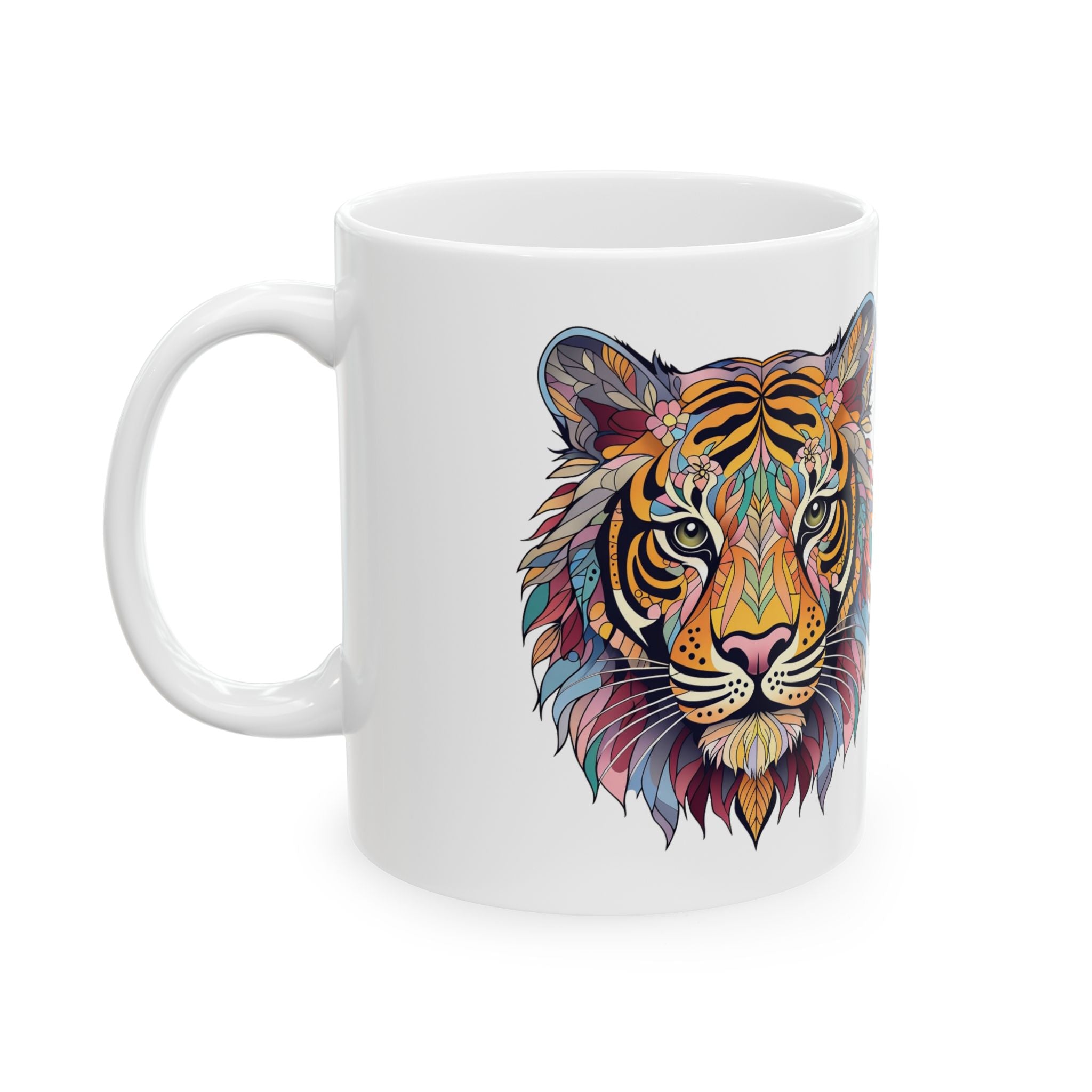 Stay Wild Tiger Ceramic Mug — Colorful Boho Animal Coffee Cup