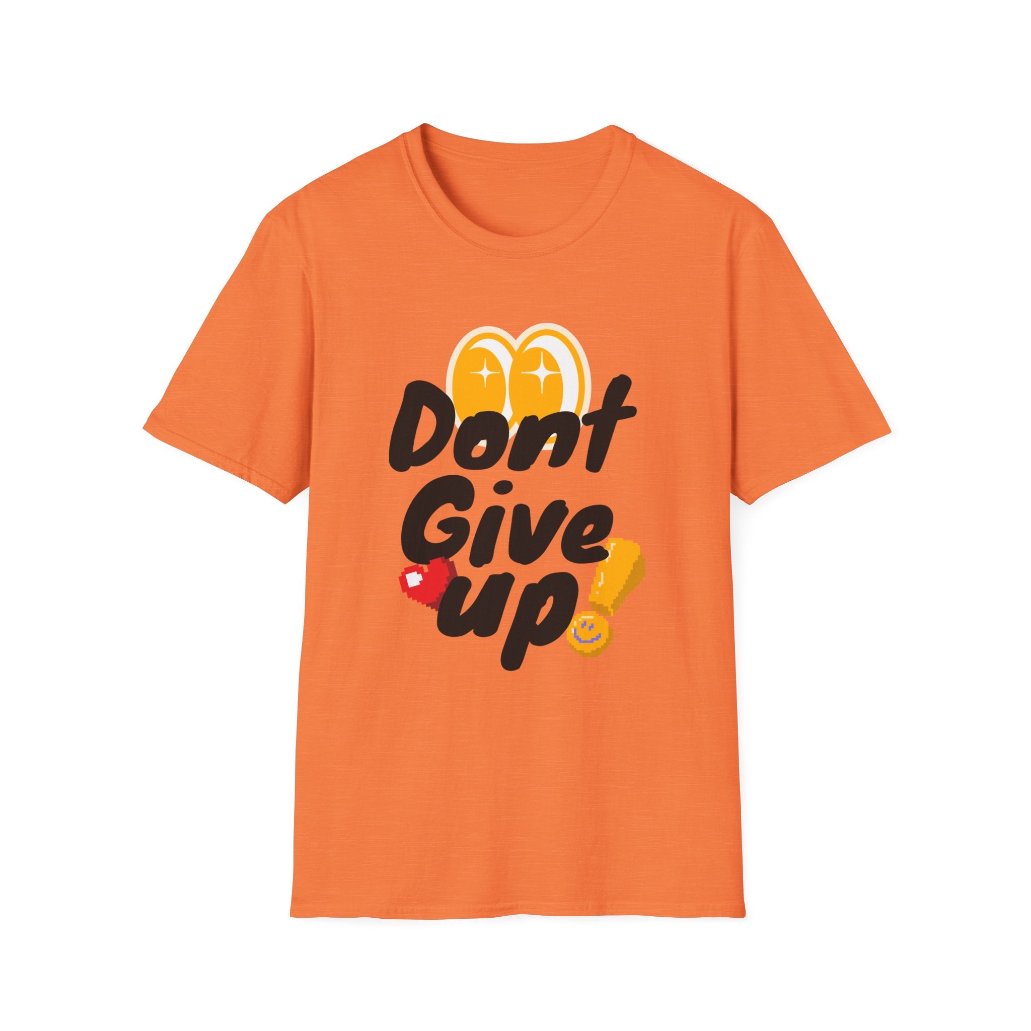 Don't Give Up T-Shirt — Motivational Graphic Tee with Positive Icons
