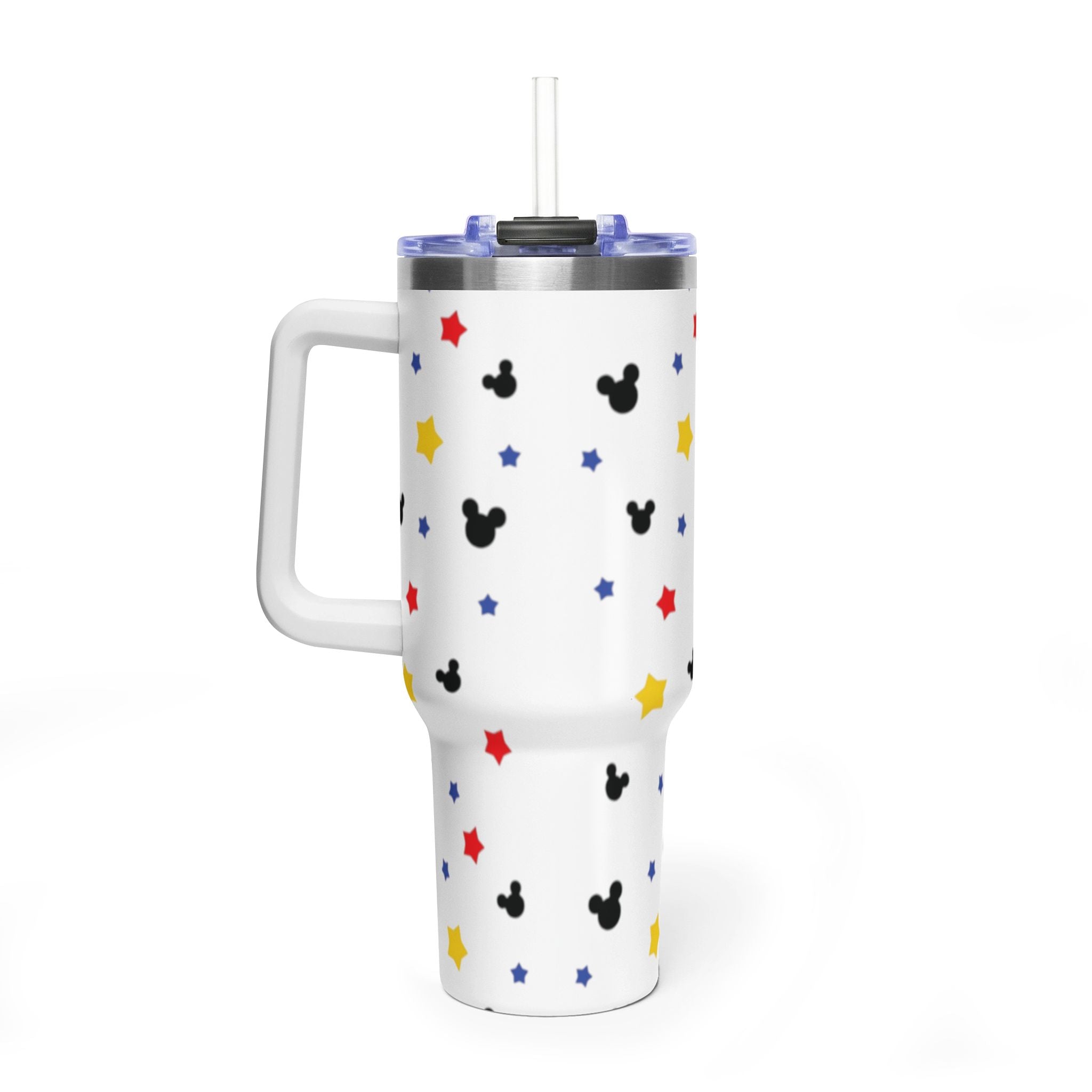 40oz Mickey Head Star Pattern Vacuum Tumbler — Insulated Travel Cup