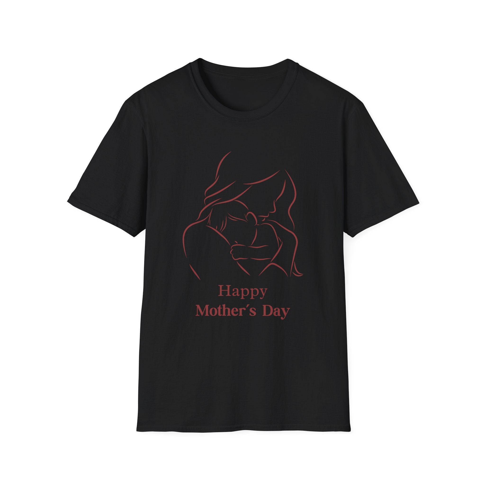 Mother's Day T-Shirt — Minimal Mom and Baby Line Art with "Happy Mother's Day"
