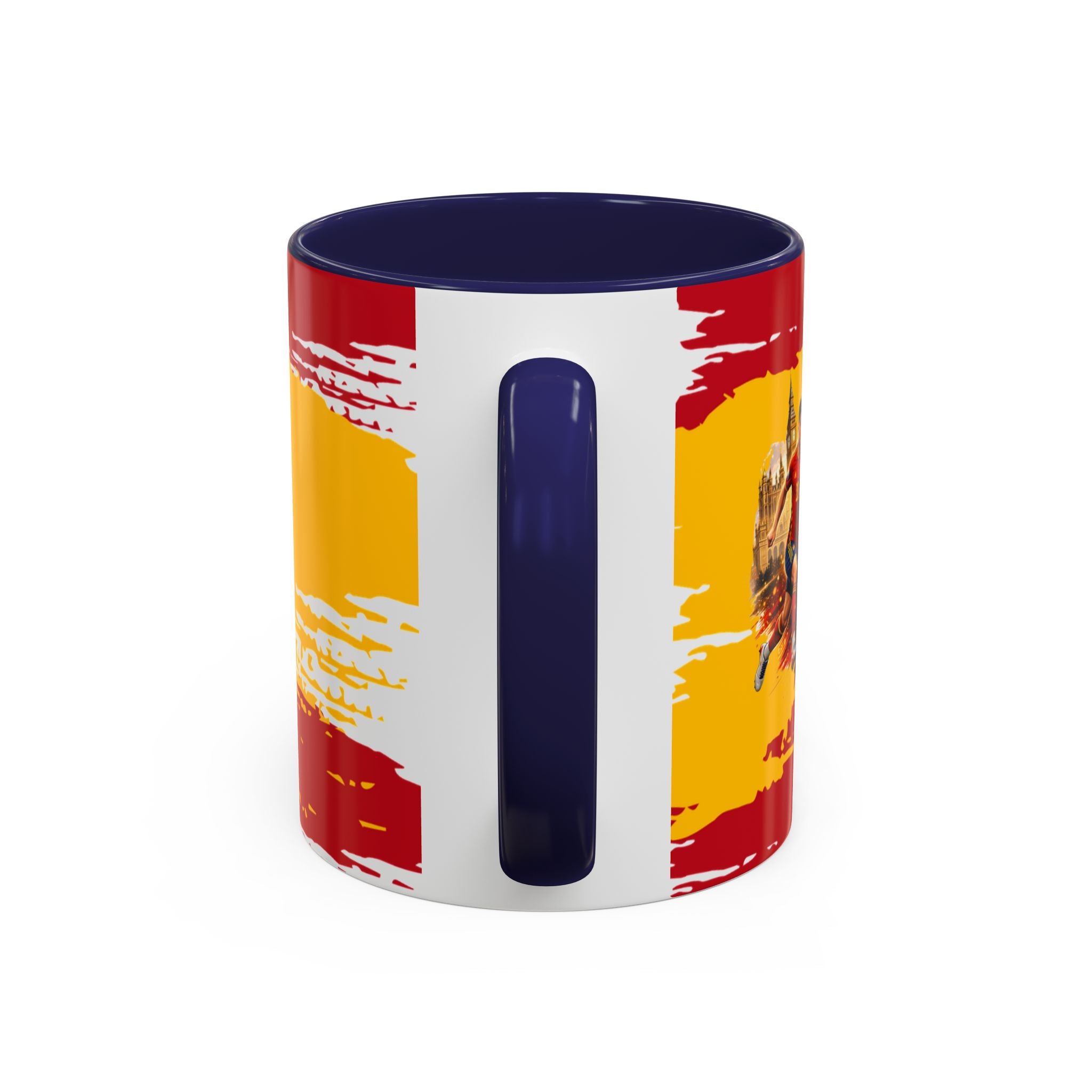 Spanish Flag Accent Coffee Mug – Bold Red & Gold Brushstroke Ceramic Mug