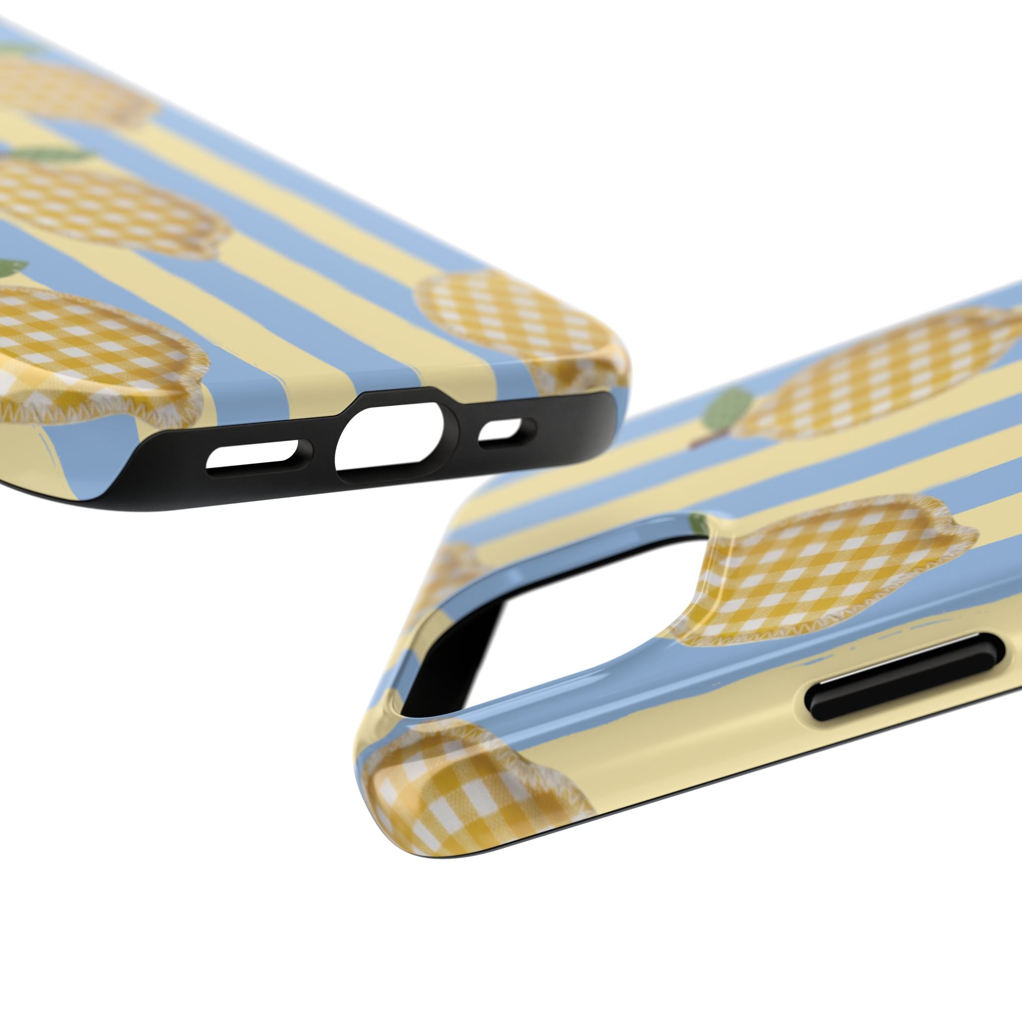 Tough Phone Case — Blue & Yellow Gingham Lemon Design