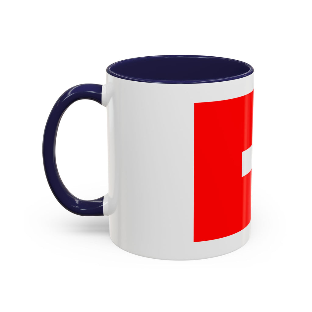 Switzerland Flag Accent Coffee Mug — Red White Swiss Cross Ceramic Mug (11/15oz)