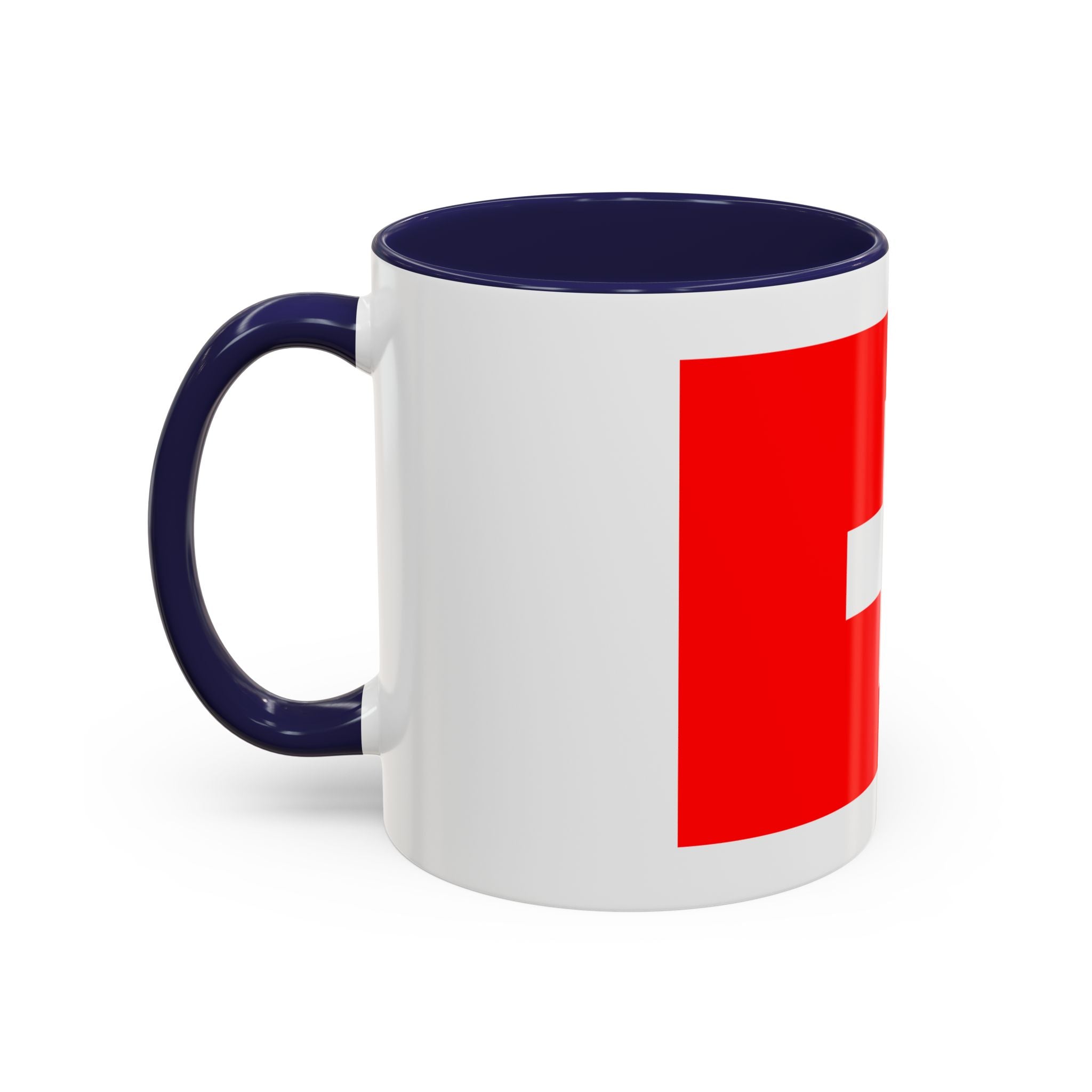 Switzerland Flag Accent Coffee Mug — Red White Swiss Cross Ceramic Mug (11/15oz)