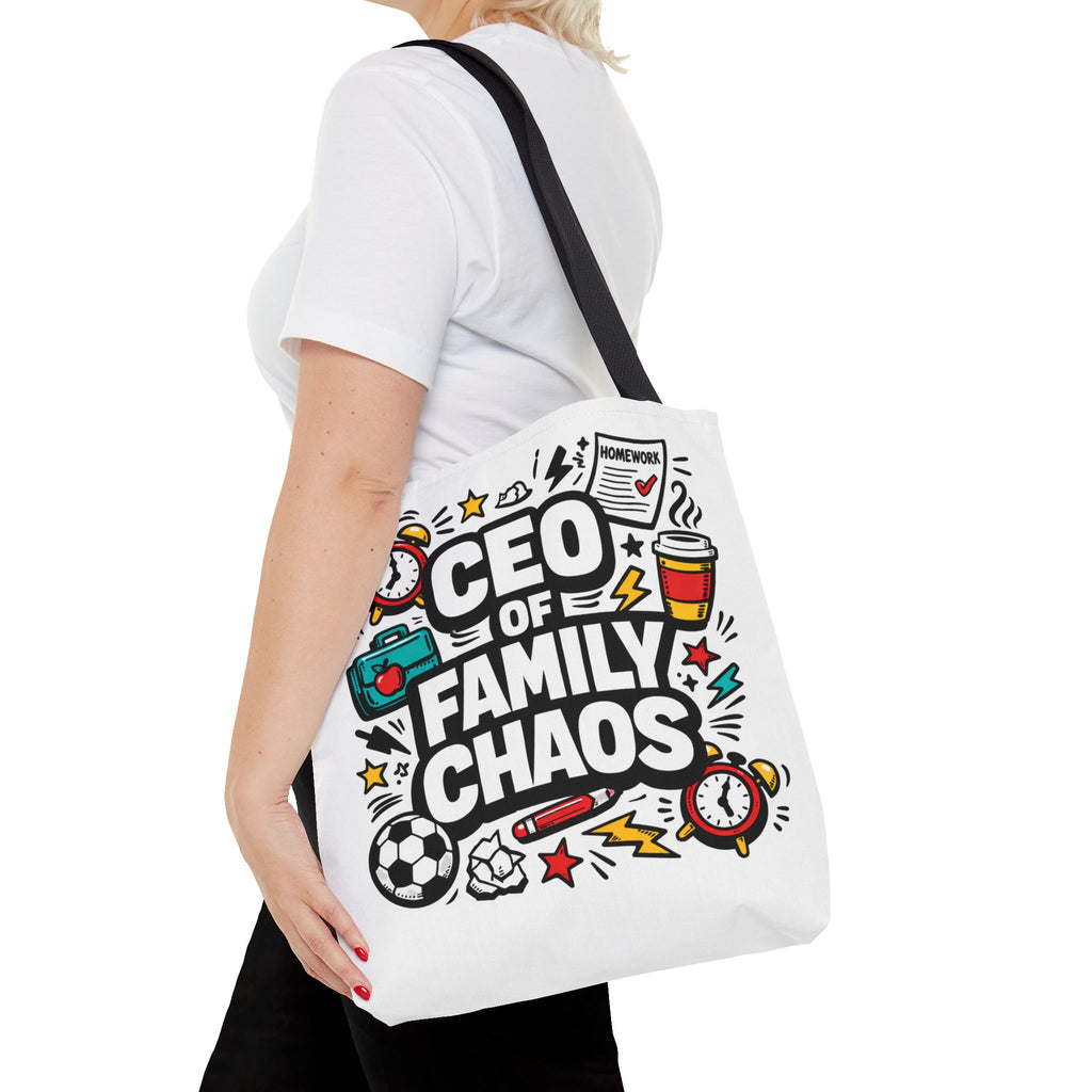 CEO of Family Chaos Tote Bag – Funny Mom/Dad Gift, Daily Errand & School Run Tote