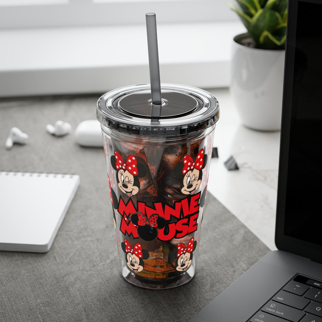 16oz Character Straw Tumbler – Red Polka Dot Bow Design
