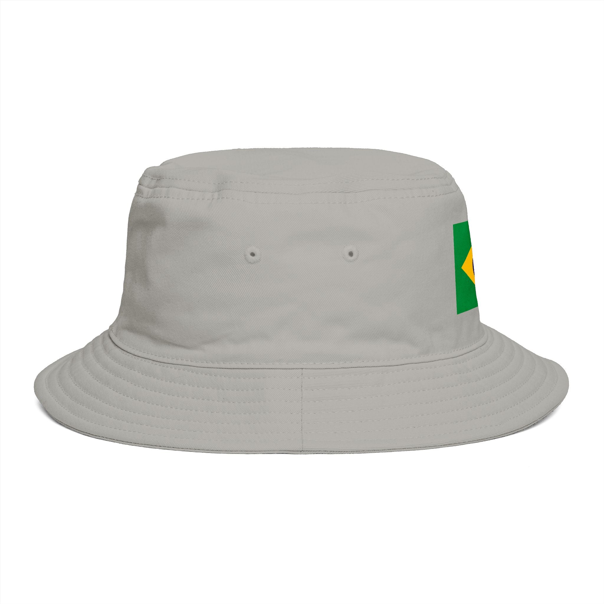 Brazil Flag Bucket Hat — Brown Cotton Sun Hat with Brazilian Flag Patch