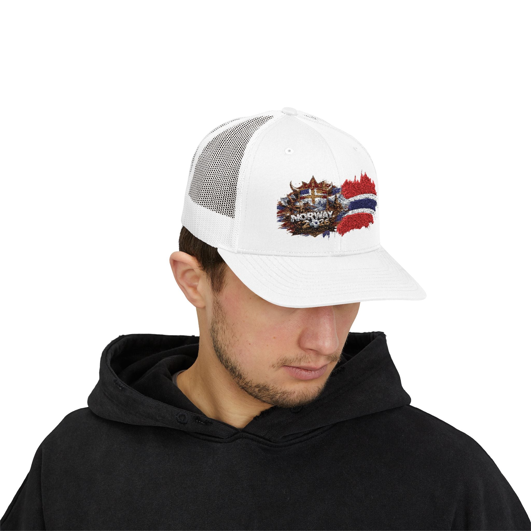 Norway  Flag Distressed Trucker Cap - Rustic American Snapback Hat