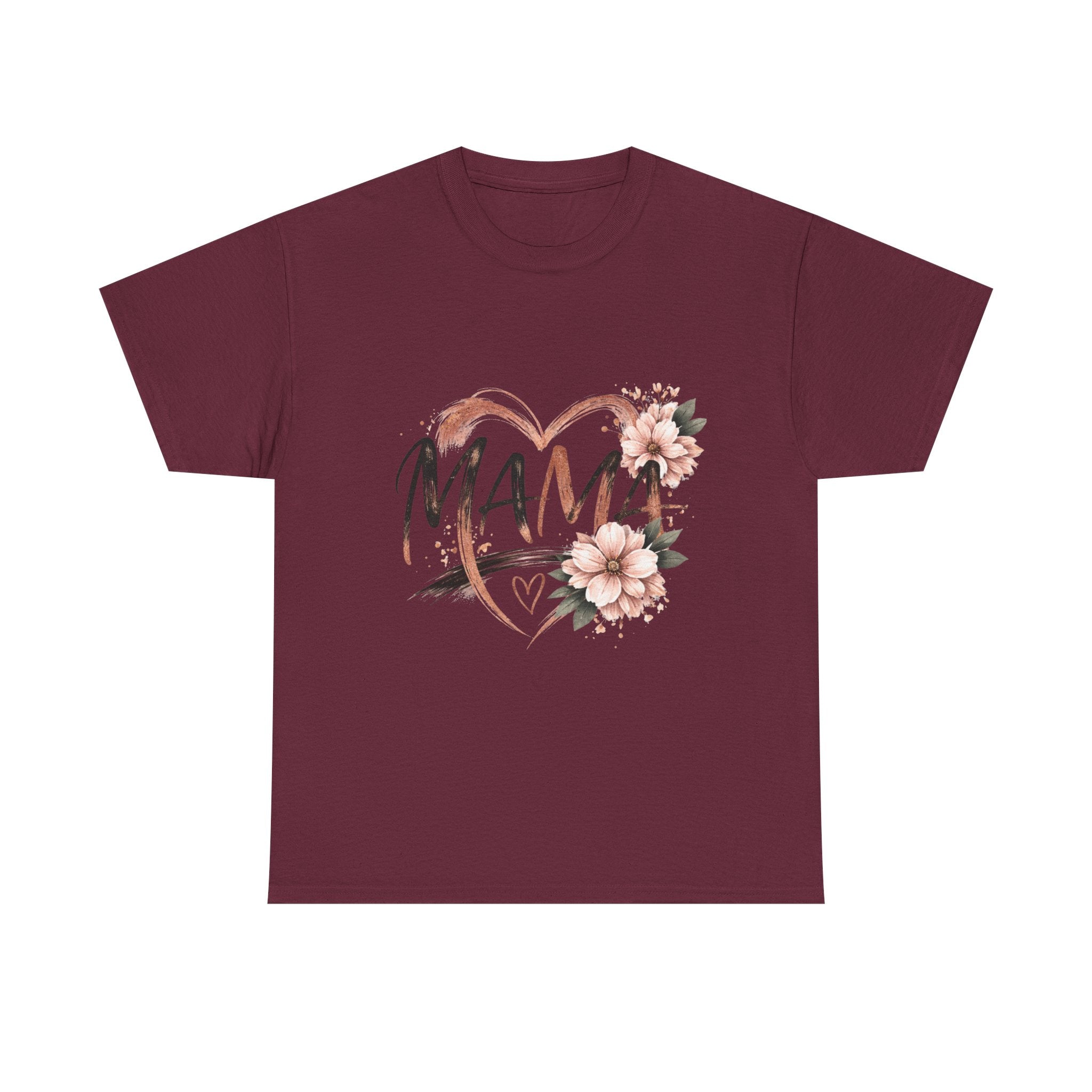 Mama Heart Floral Tee — "MAMA" Script Mother's Day Shirt