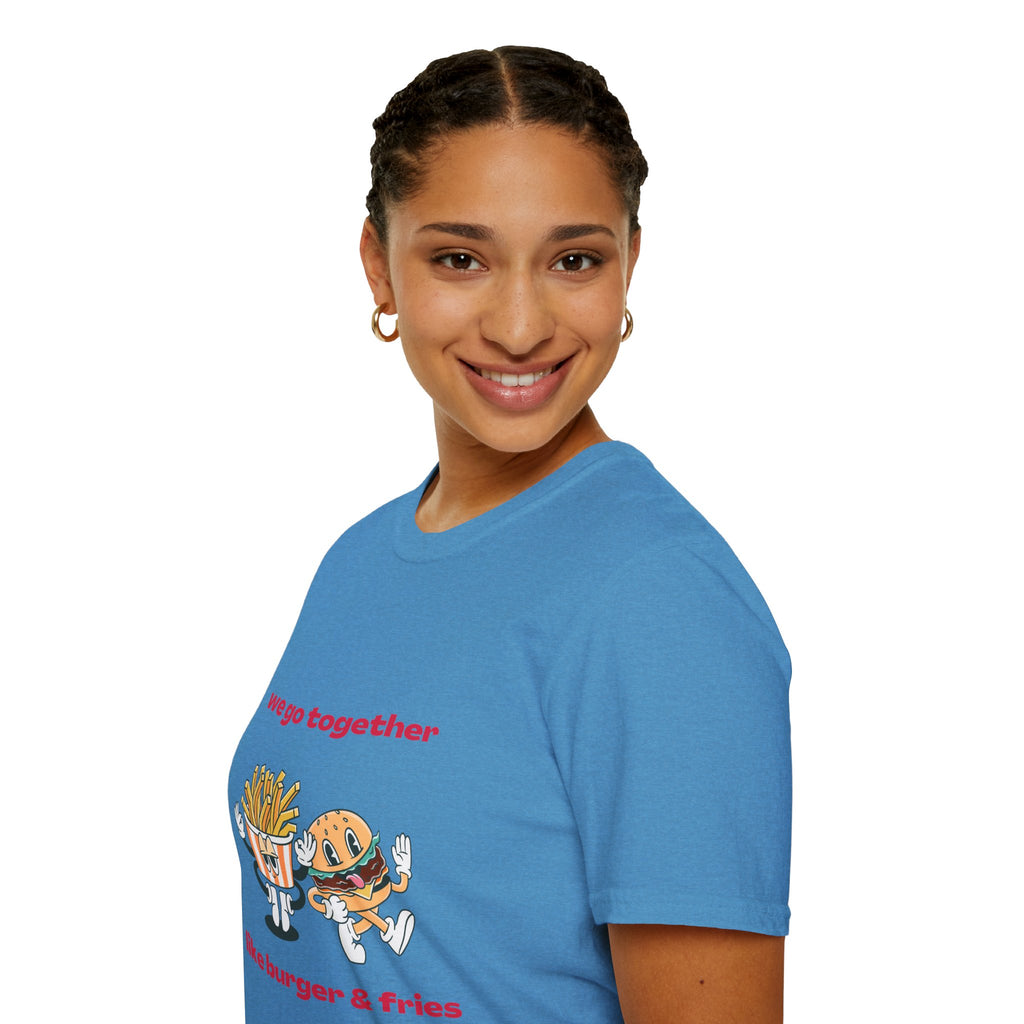 Burger & Fries Graphic T-Shirt — "We Go Together" Cute Matching Tee