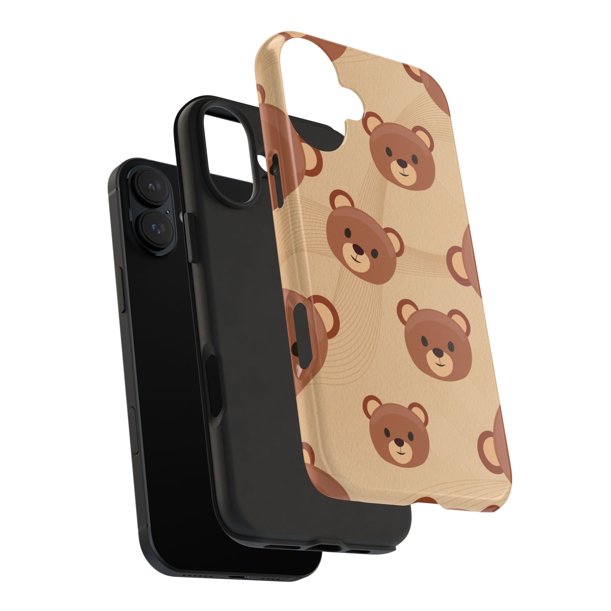Bear Pattern Tough Phone Case — Cute Brown Bear Protective Phone Cover