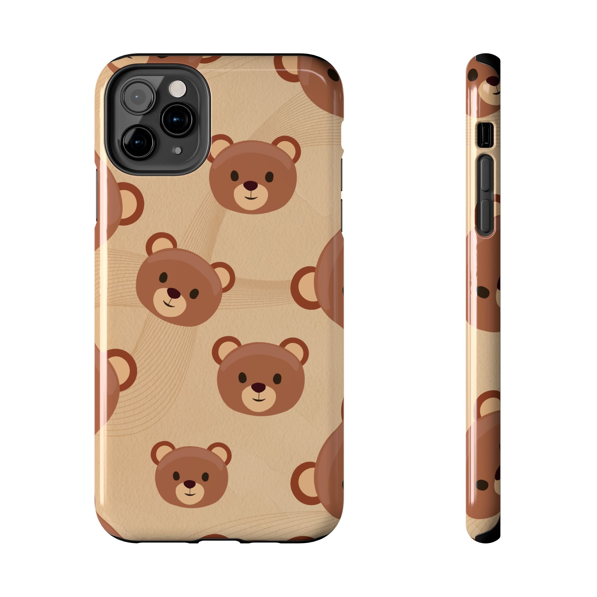 Bear Pattern Tough Phone Case — Cute Brown Bear Protective Phone Cover