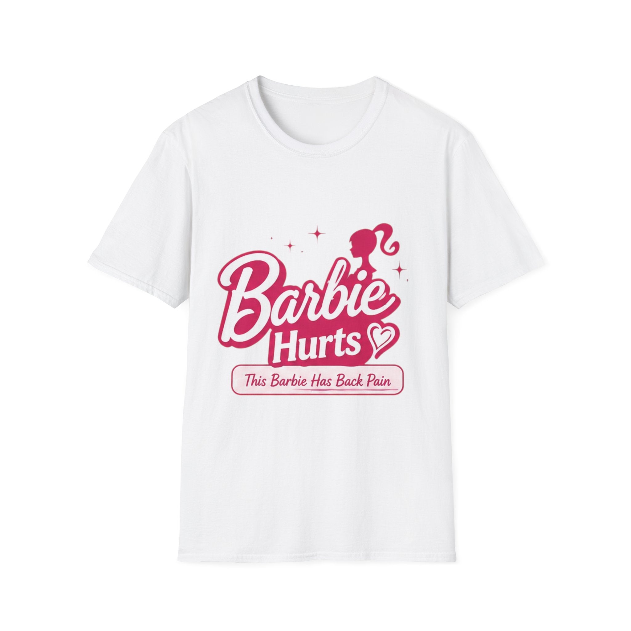 Barbie Hurts T-Shirt — 'This Barbie Has Back Pain' Funny Pink Graphic Tee