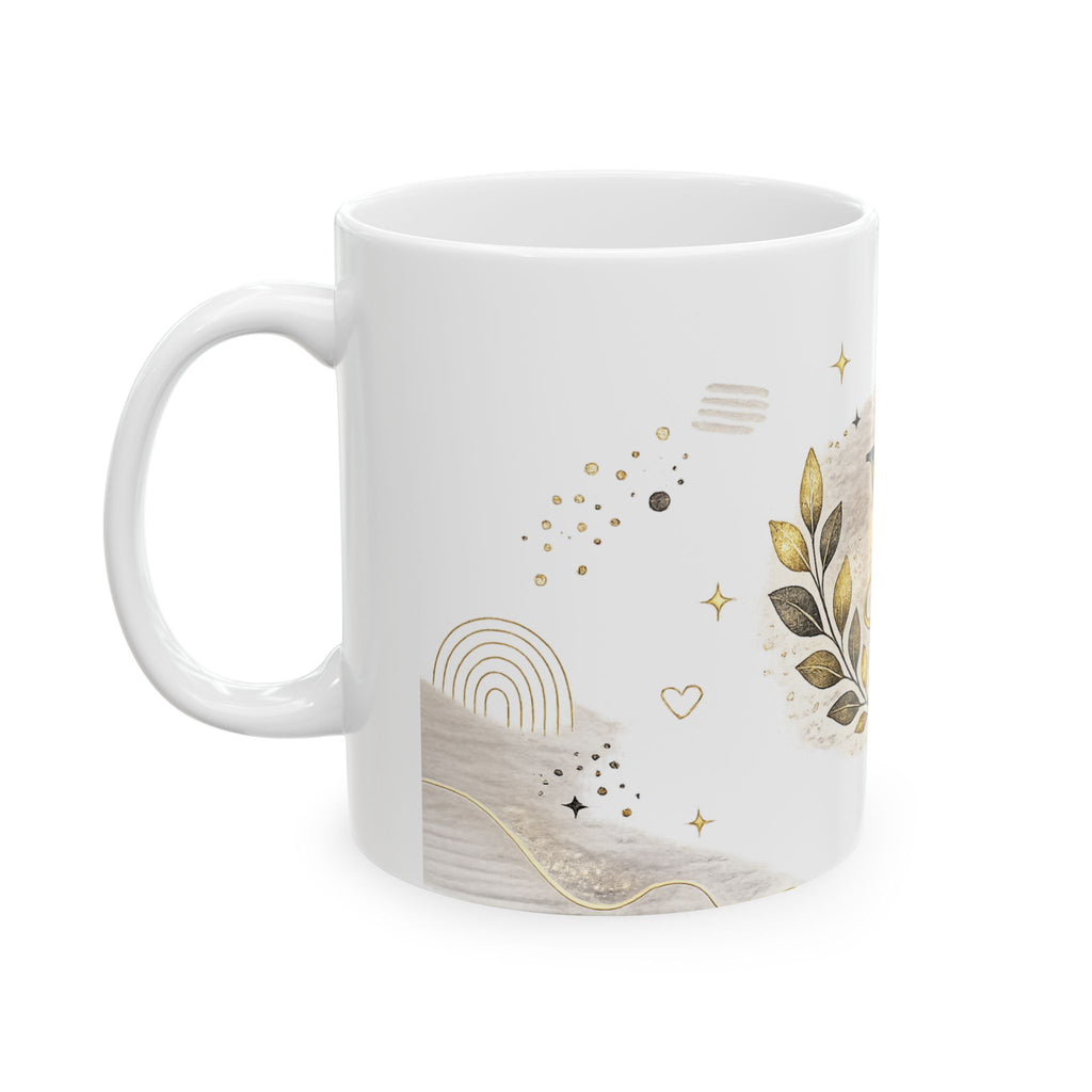 Monogram V Ceramic Mug — Elegant Gold Initial Coffee Cup
