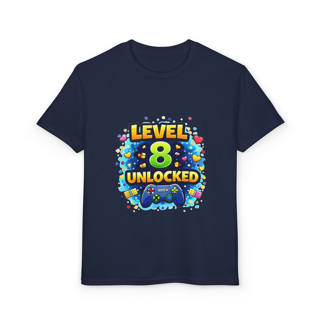 Kids T-Shirt — "Level 8 Unlocked" Birthday Gamer Tee
