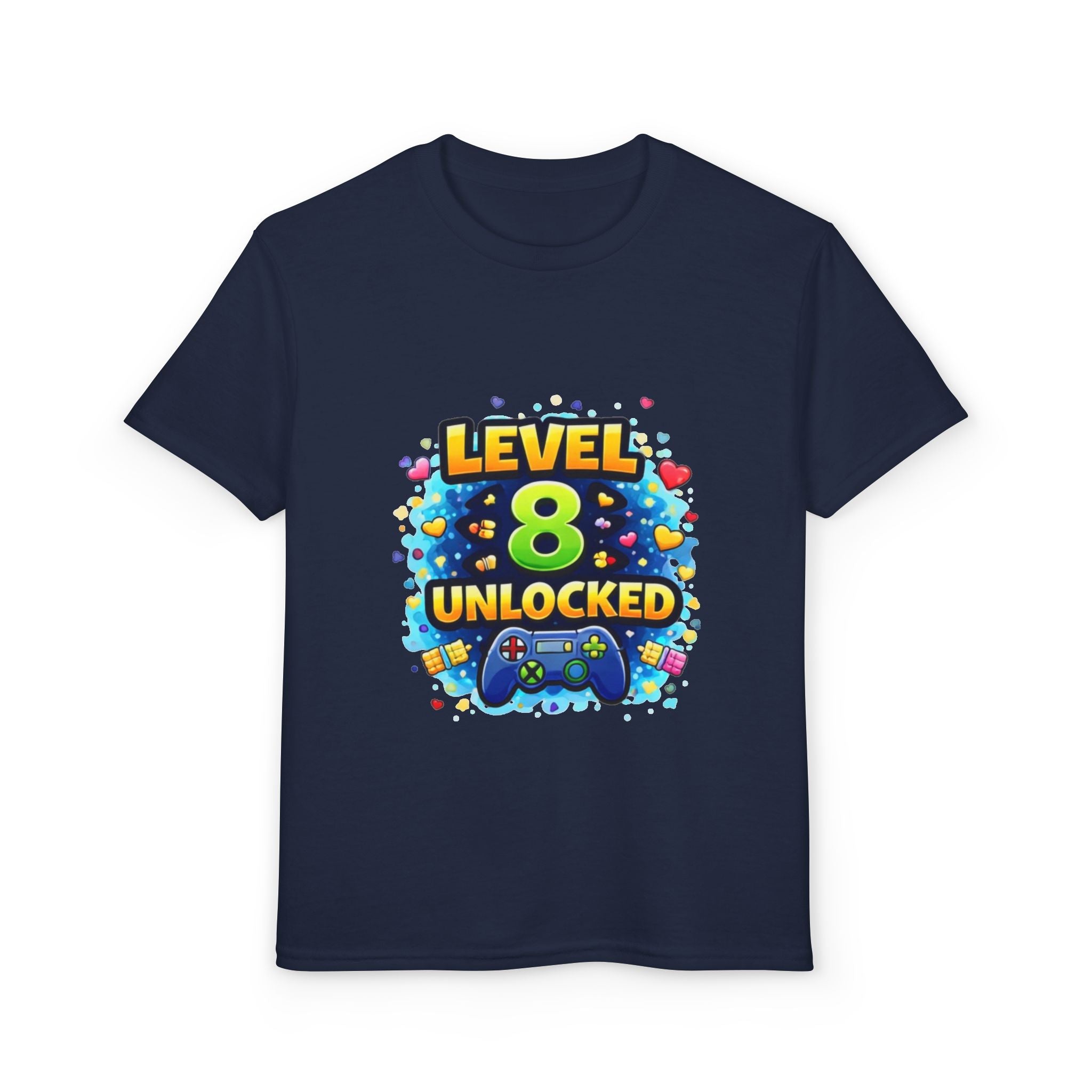 Kids T-Shirt — "Level 8 Unlocked" Birthday Gamer Tee