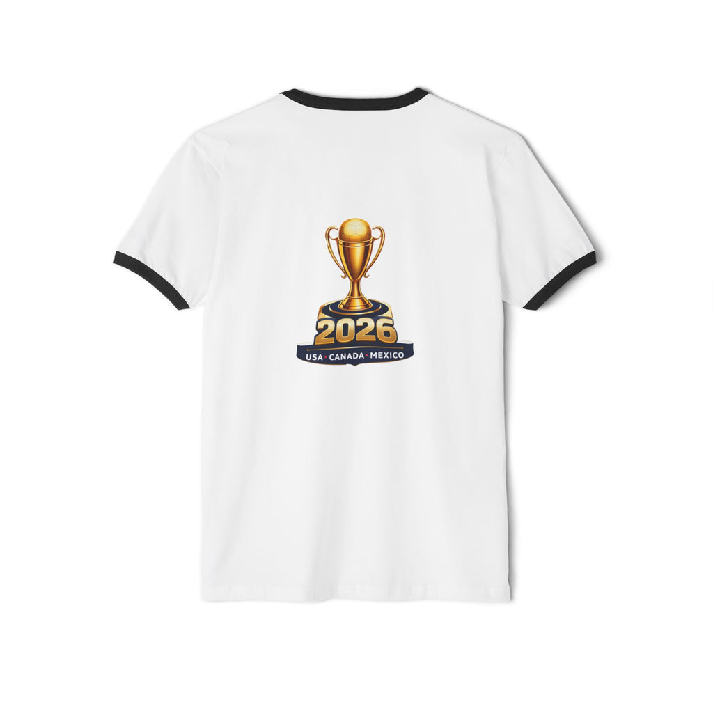 2026 North America Cup Ringer T-Shirt — USA Canada Mexico Trophy Design