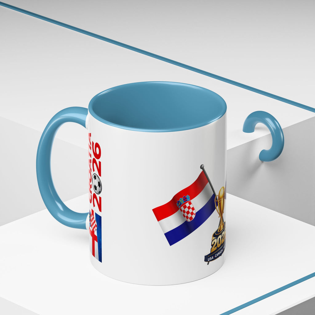 Croatia 2026 Soccer Fan Coffee Mug — Flags & Trophy Cup Design