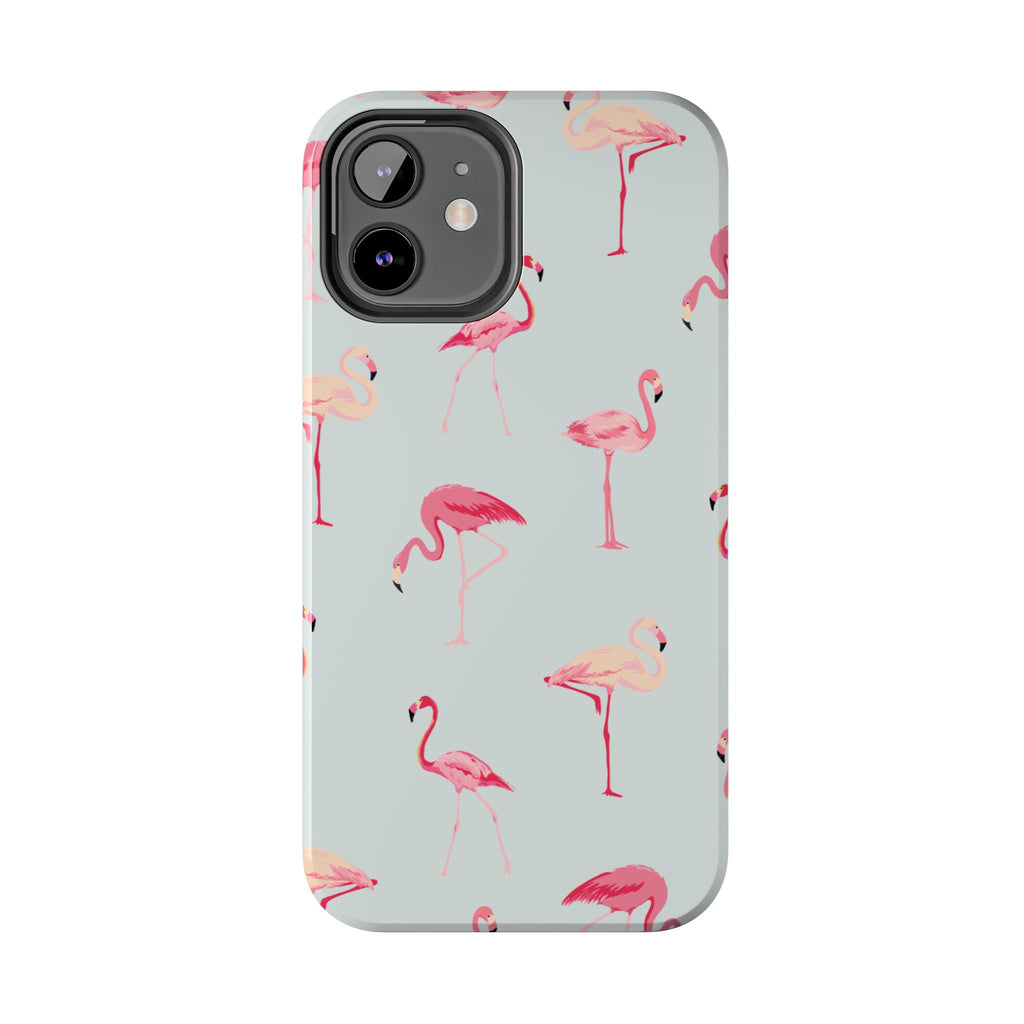 Flamingo Pattern Tough Phone Case — Cute Pink Birds Protective Phone Cover
