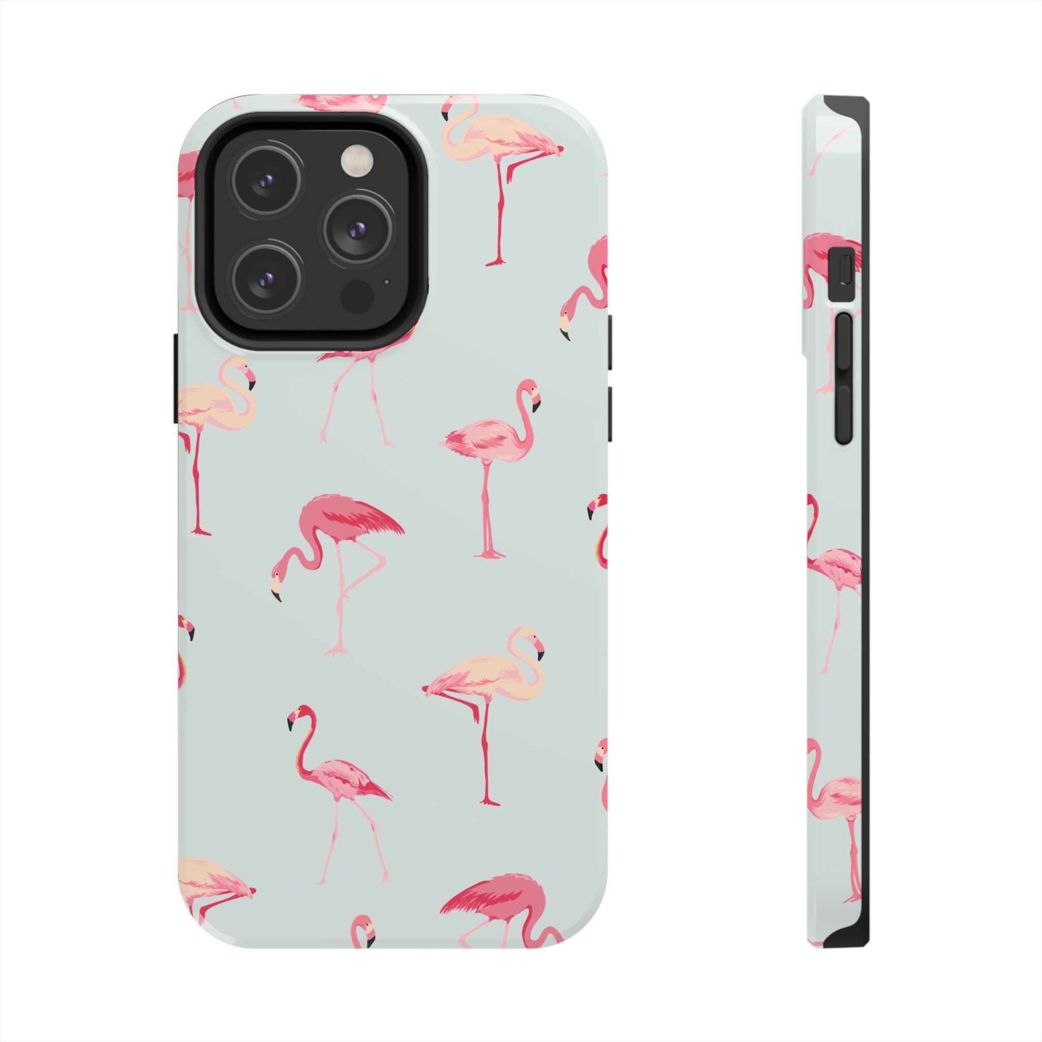 Flamingo Pattern Tough Phone Case — Cute Pink Birds Protective Phone Cover