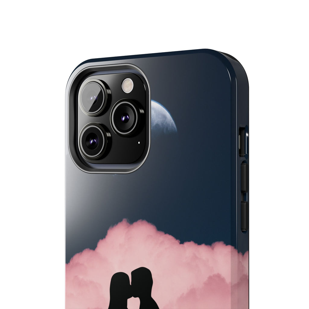 Tough Phone Case — Romantic Couple Silhouette with Moon & Pink Cloud