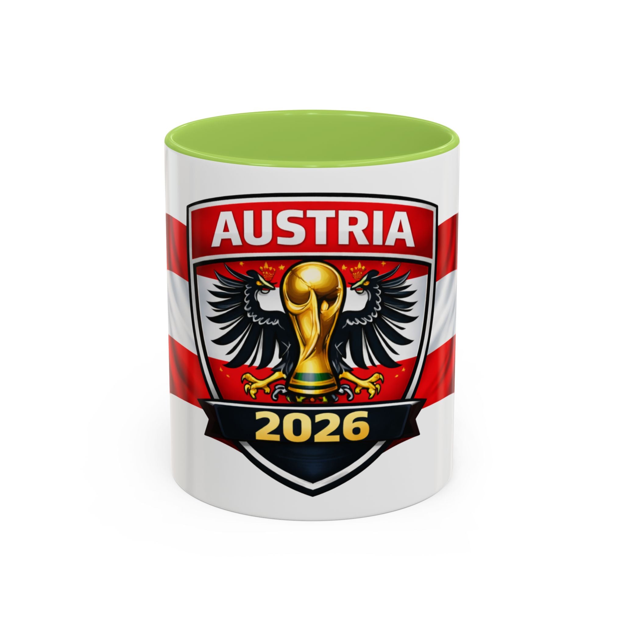 Austria 2026 Cup Coffee Mug – Austrian Flag & Trophy Accent Mug