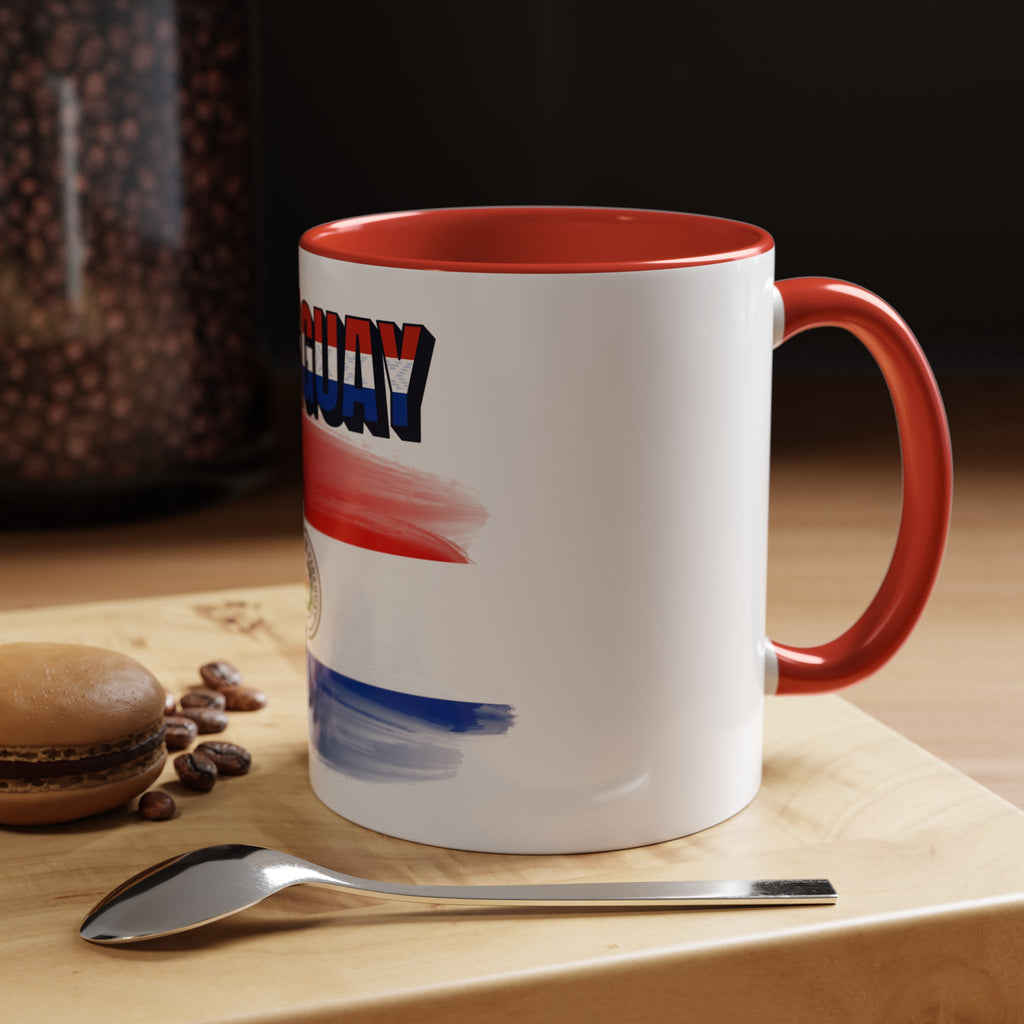 Paraguay Flag Accent Coffee Mug – Patriotic Red White Blue Souvenir (11/15 oz)