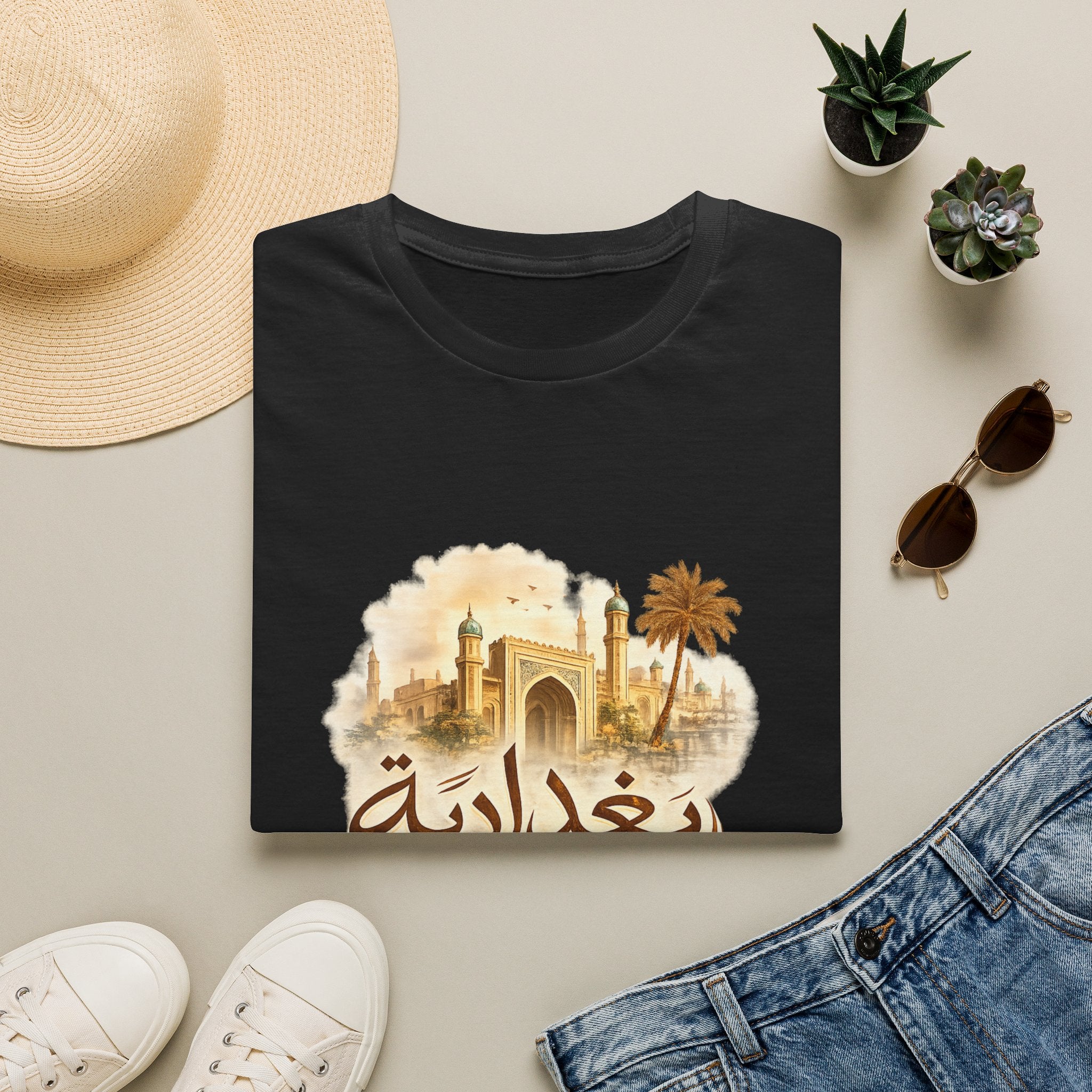 Baghdad Vintage Skyline T-Shirt — Arabic بغداد Design