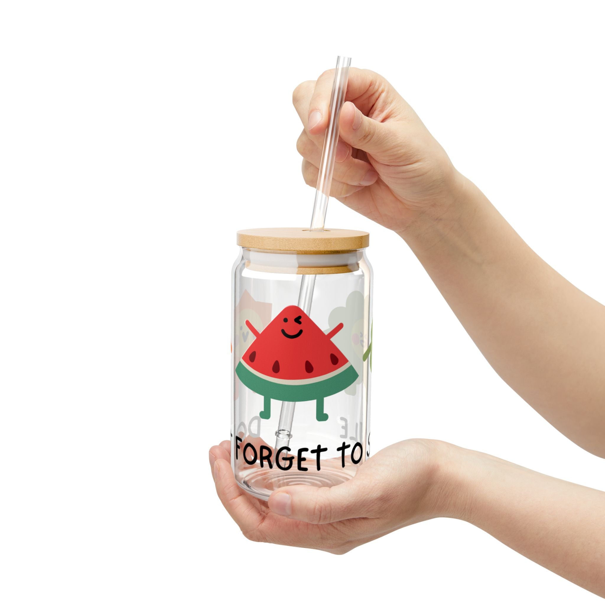 16oz Sipper Glass – Cute Water Tracker with 'Don't Forget to Sip' Design