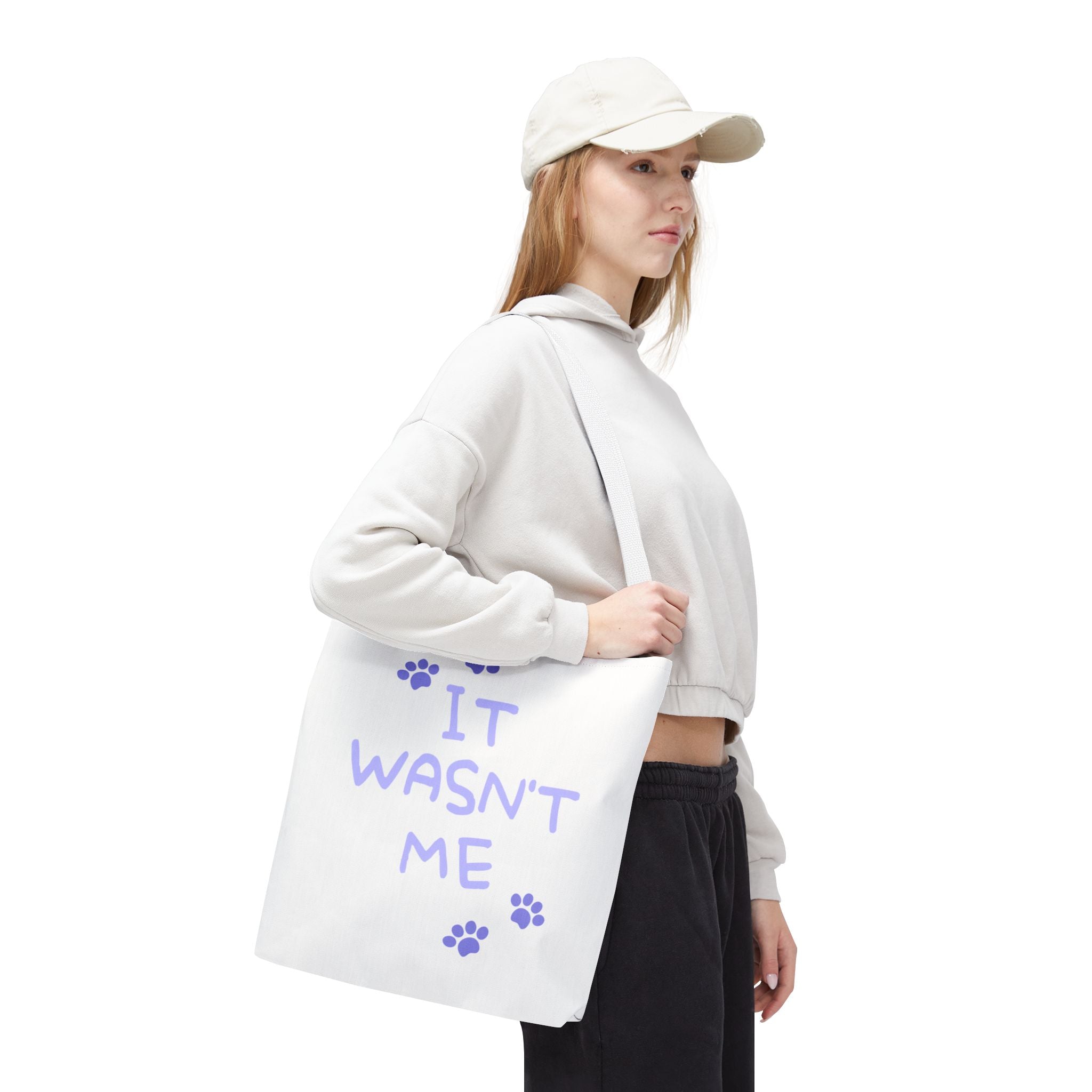 Cat Paw Print Tote — "It Wasn't Me" Funny Cat Tote Bag