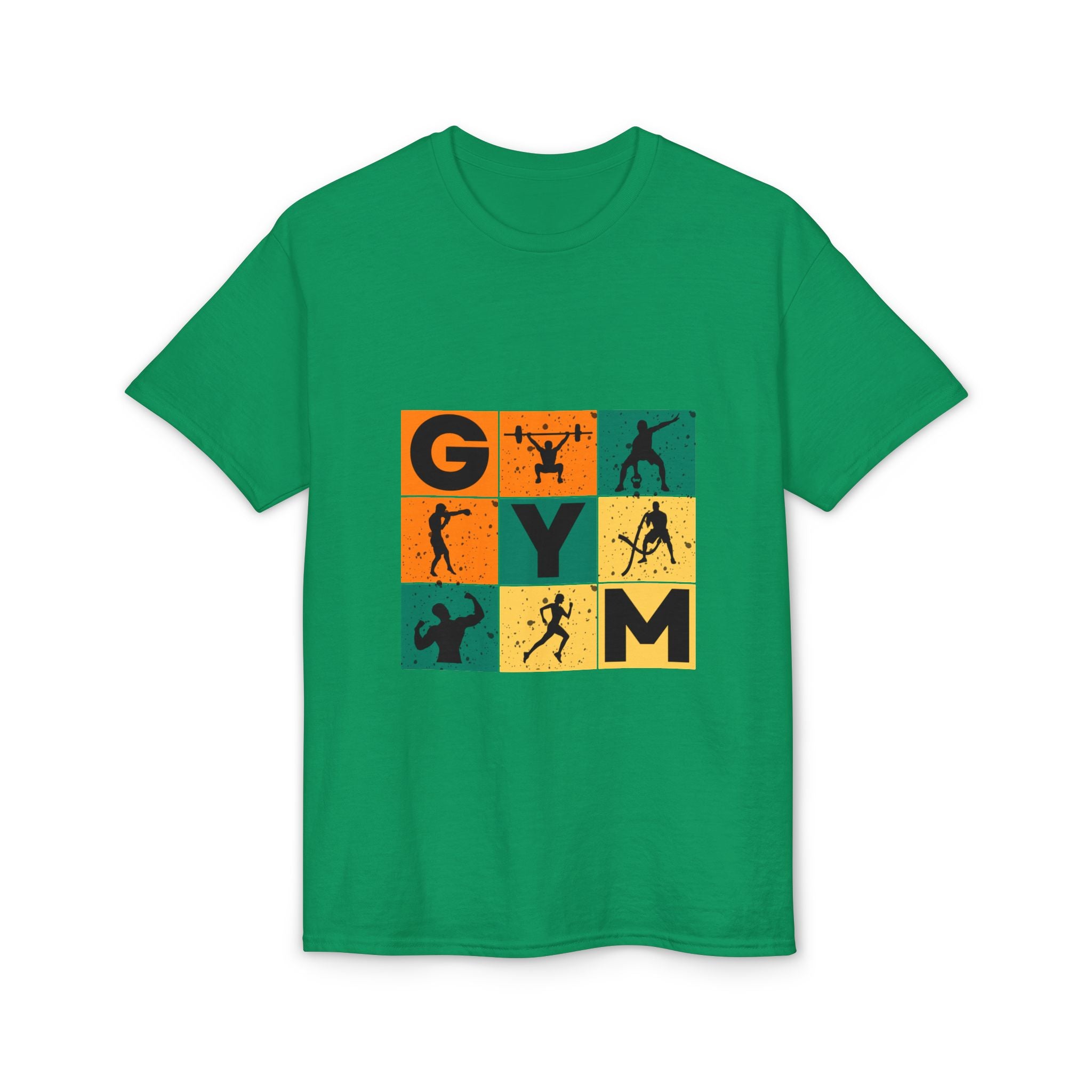 Gym Blocks Graphic T-Shirt — Retro Fitness Silhouette Tee