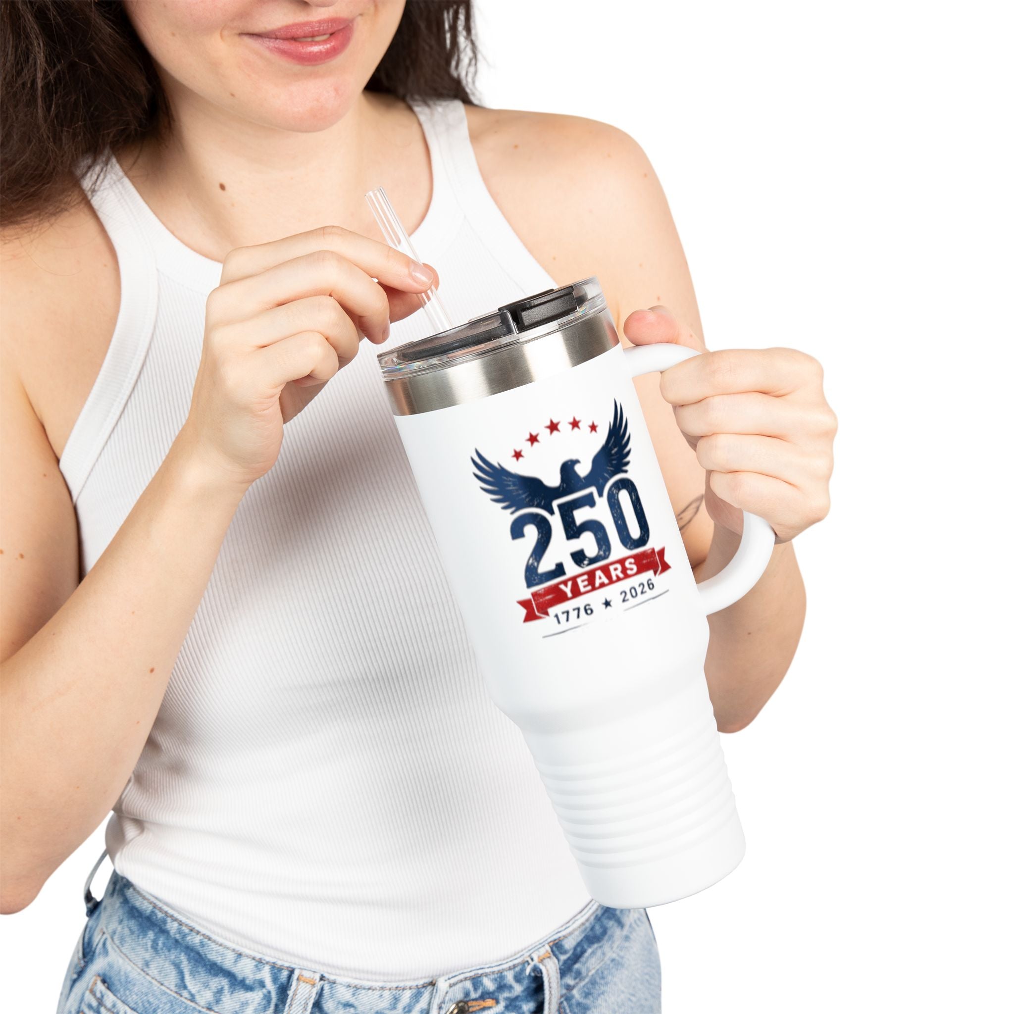 250 Years Commemorative 40oz Insulated Travel Mug — 1776–2026 Patriotic Eagle Design