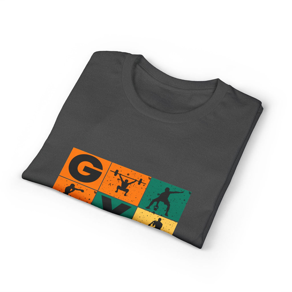 Gym Blocks Graphic T-Shirt — Retro Fitness Silhouette Tee