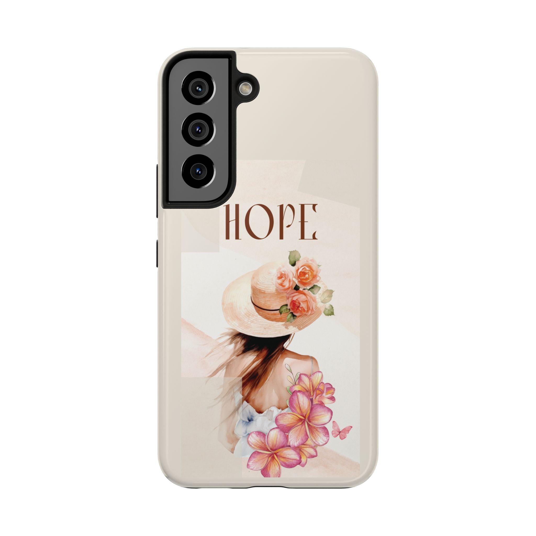 Hope Floral Tough Phone Case — Protective iPhone Case with Watercolor Girl & Flowers