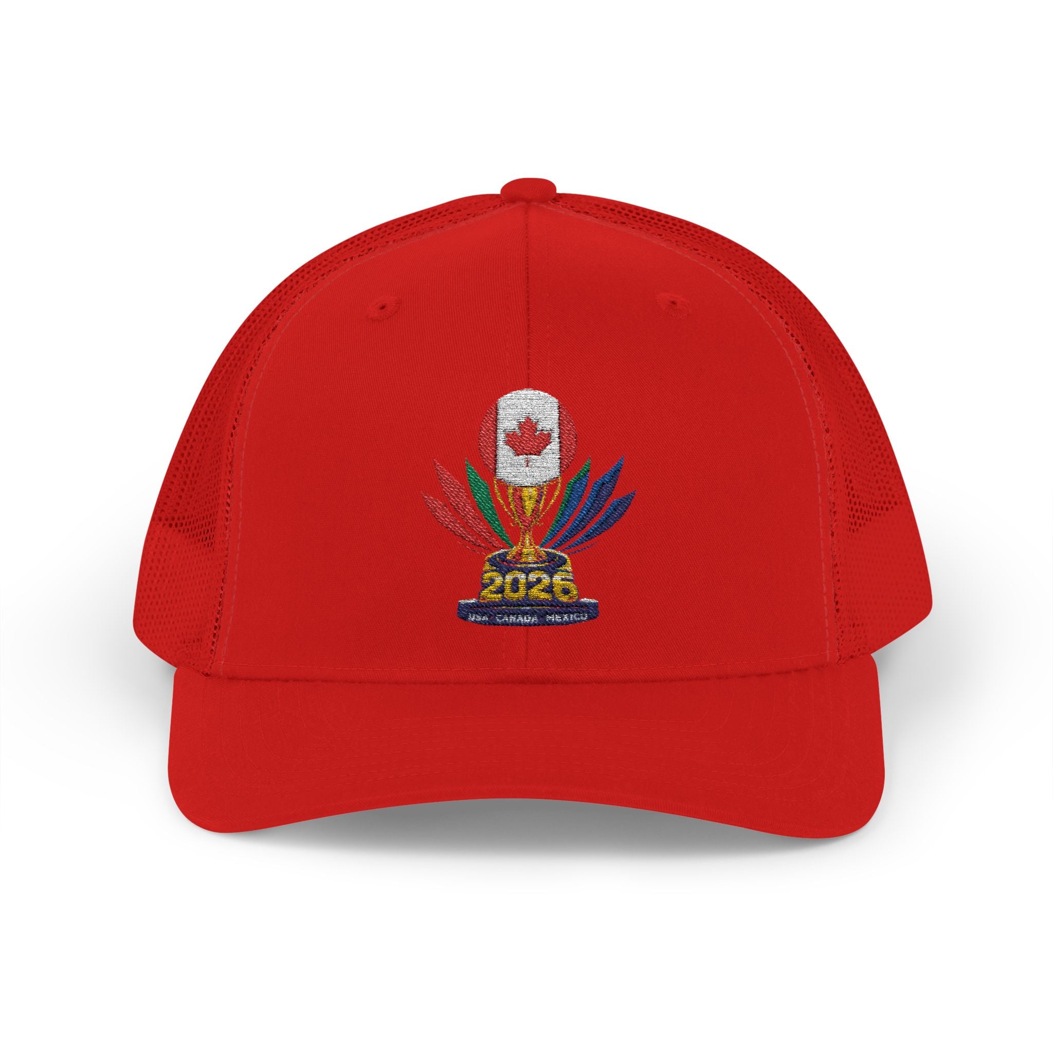 Embroidered Colorful Trophy Trucker Cap - Snapback Mesh Hat